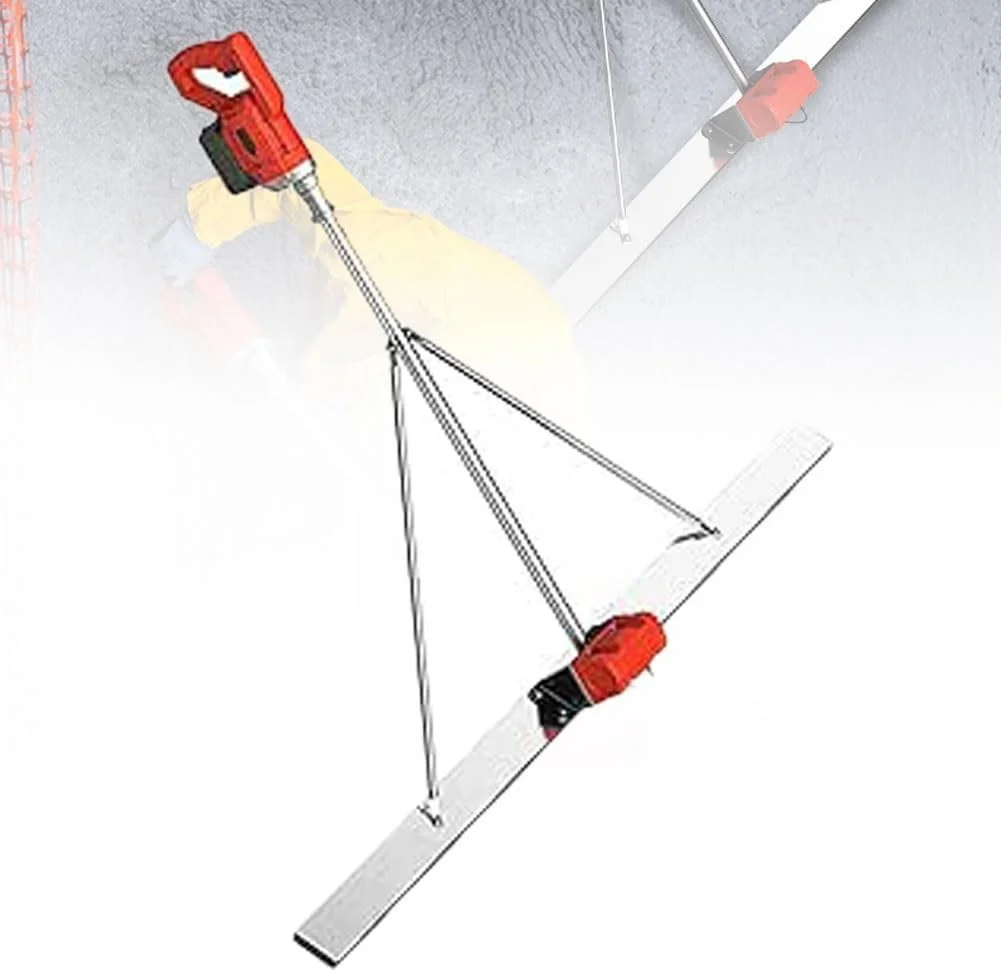 ابزار پرداخت بتن GRERTX، کیت ویبراتور شمشه بتن با 1 باتری، 6000 دور در دقیقه / تیغه 150 سانتی متری، پرداخت کننده صاف کننده سطح سیمان شمشه برقی بی سیم، 1.5 متر