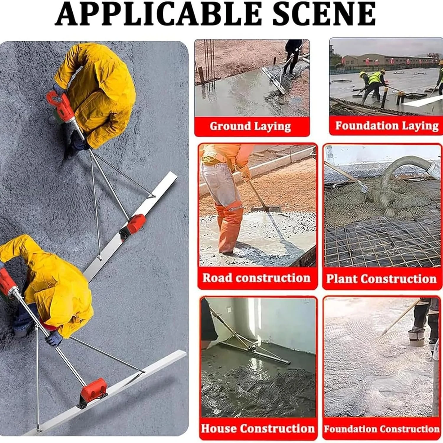 ابزار پرداخت بتن GRERTX، کیت ویبراتور شمشه بتن با 1 باتری، 6000 دور در دقیقه / تیغه 150 سانتی متری، پرداخت کننده صاف کننده سطح سیمان شمشه برقی بی سیم، 1.5 متر ابزار پرداخت بتن GRERTX، کیت ویبراتور شمشه بتن با 1 باتری، 6000 دور در دقیقه / تیغه 150 سانتی متری، پرداخت کننده صاف کننده سطح سیمان شمشه برقی بی سیم، 1.5 متر