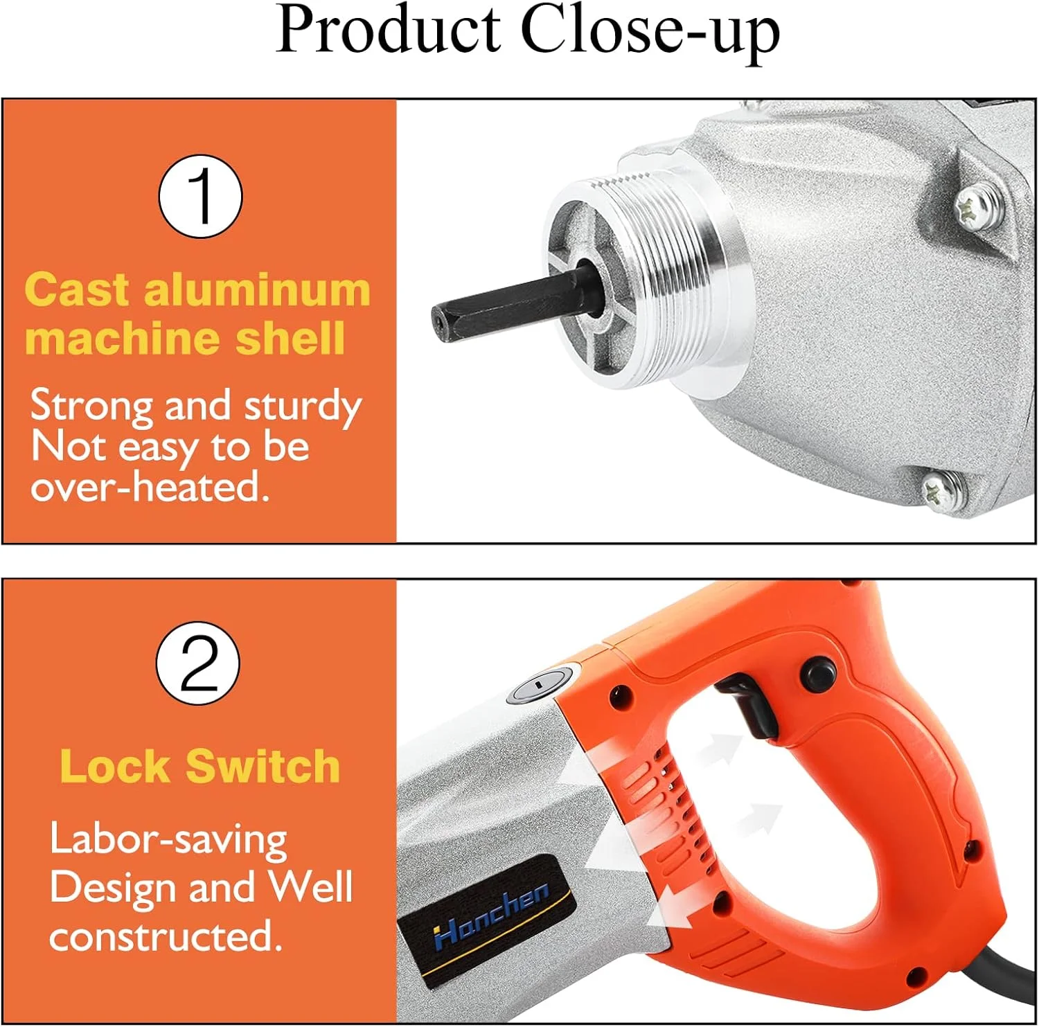 ویبراتور بتن GXYGLSGSGJS 1900 وات با شلنگ 2 متری، موتور ویبره بتن برقی قابل حمل، قطر میله 50 میلی متر