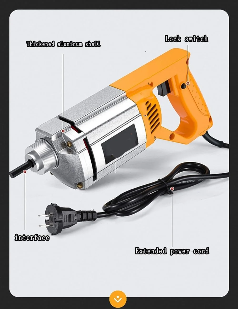 ویبراتور بتن دستی Good Homie، ویبراتور برقی بتن 3880 وات با شفت 2 متری، ویبراتور بتن مدادی قابل حمل برقی برای ساخت و ساز بتن صنعتی