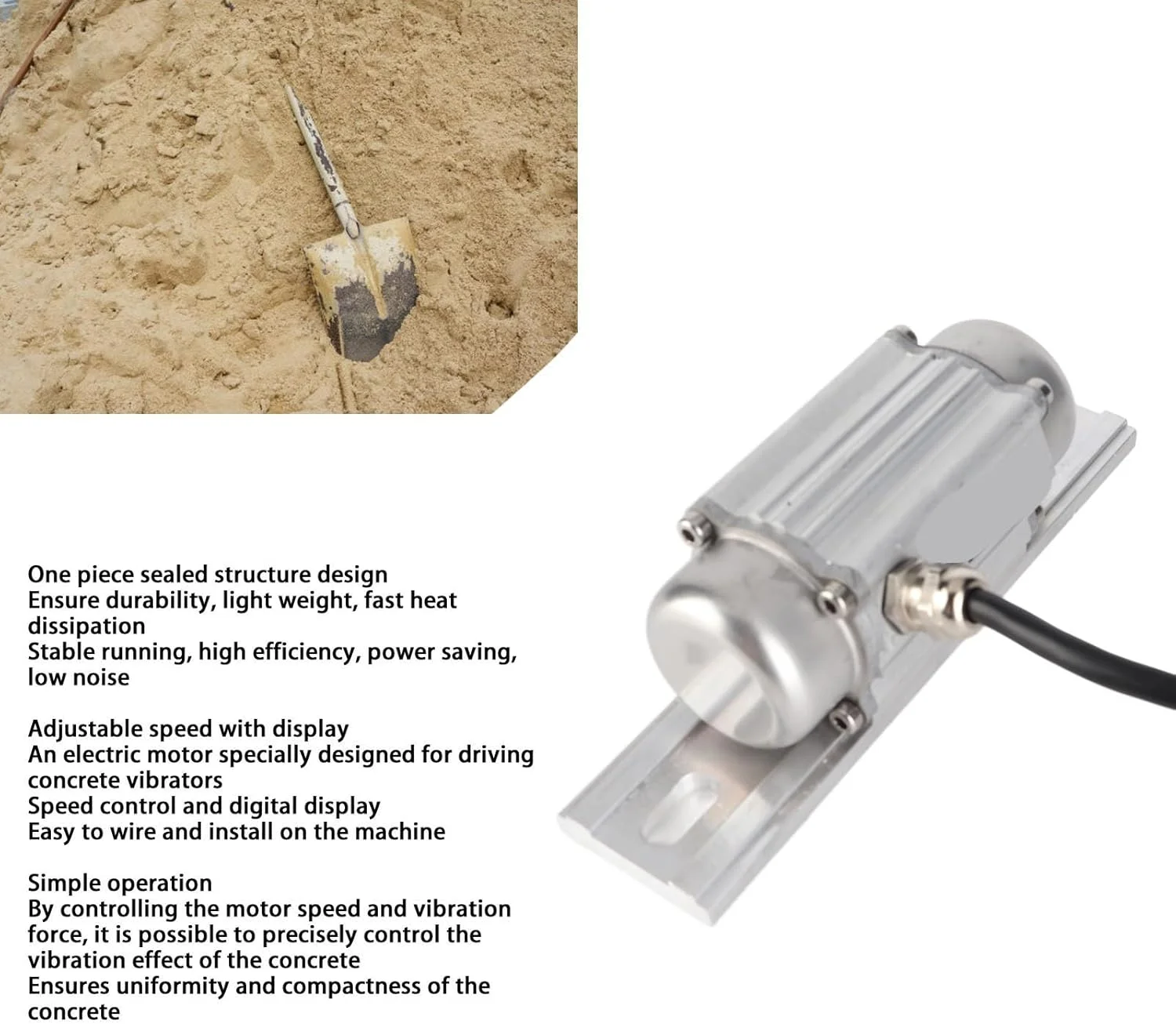 موتور ویبره عمومی، موتور ارتعاشی 7500 دور در دقیقه نمایشگر دیجیتال ویبراتور بتن با کنترل کننده سرعت 24 ولت DC بدون جاروبک برای میز لرزاننده شن و ماسه (30 وات)