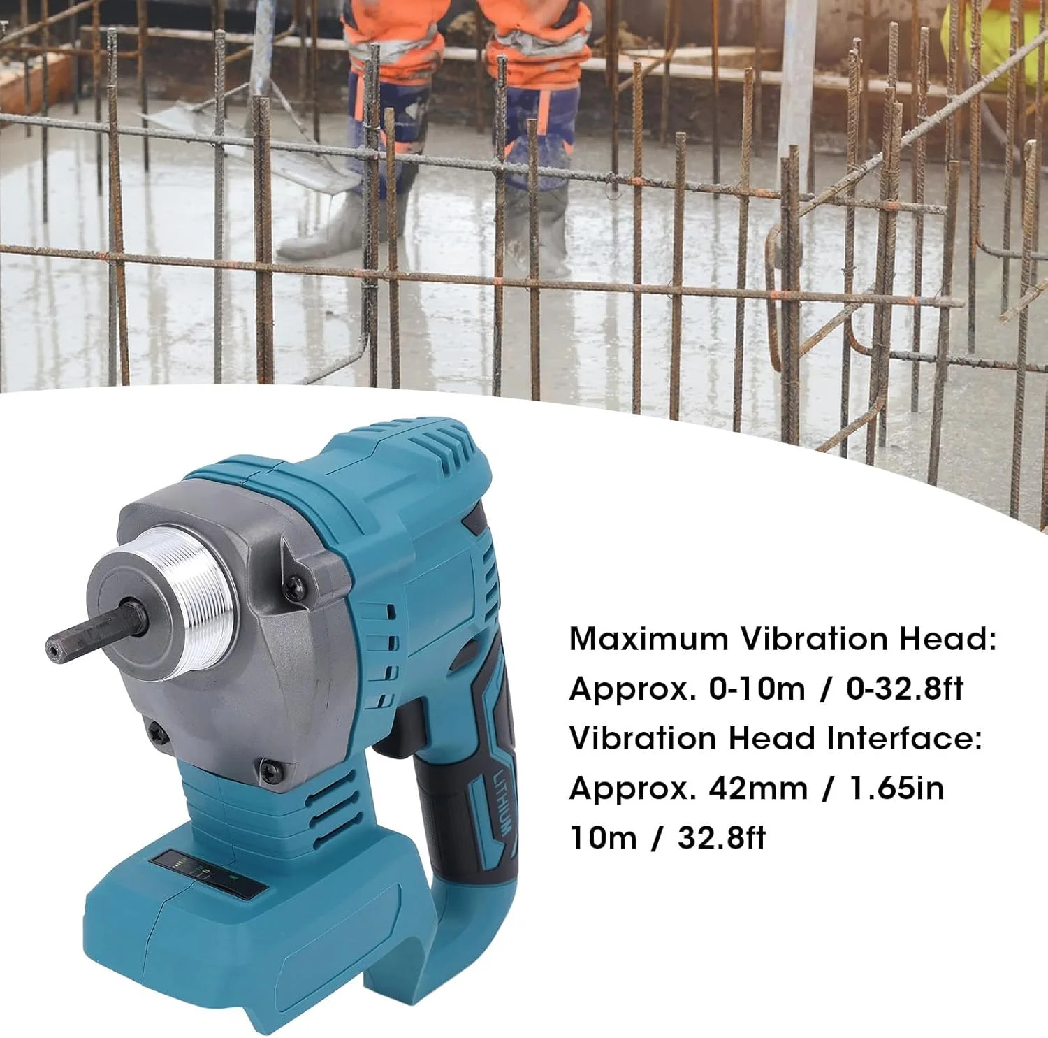 ویبراتور بتن Gearwell، ویبراتور برقی 18 ولت، ویبراتور میکسر بتن قابل حمل 800 وات، ویبراتور دستی سیمان برای کف باغ و پاسیو، ابزار بتن ریزی