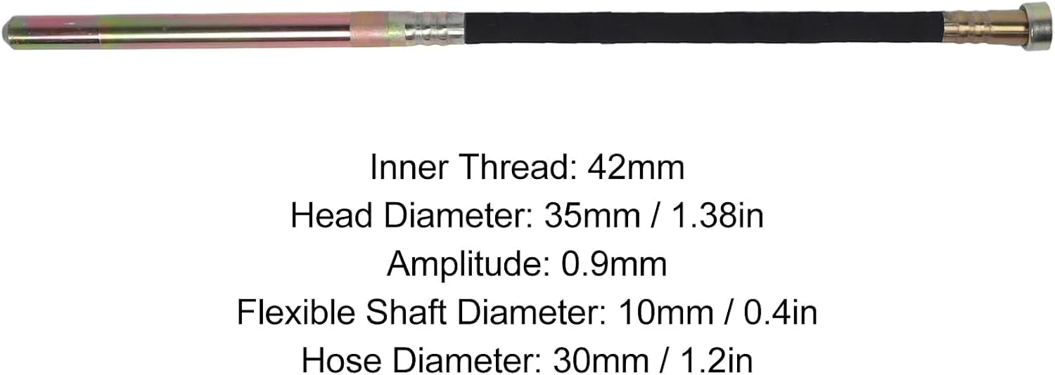 ابزار ویبراتور بتن شارژی Fdit، میله فولادی فلزی 35 میلی‌متری، حذف موثر حباب‌های هوا و آب برای پروژه‌های ساختمانی بتنی (1.2 متر / 3.9 فوت)