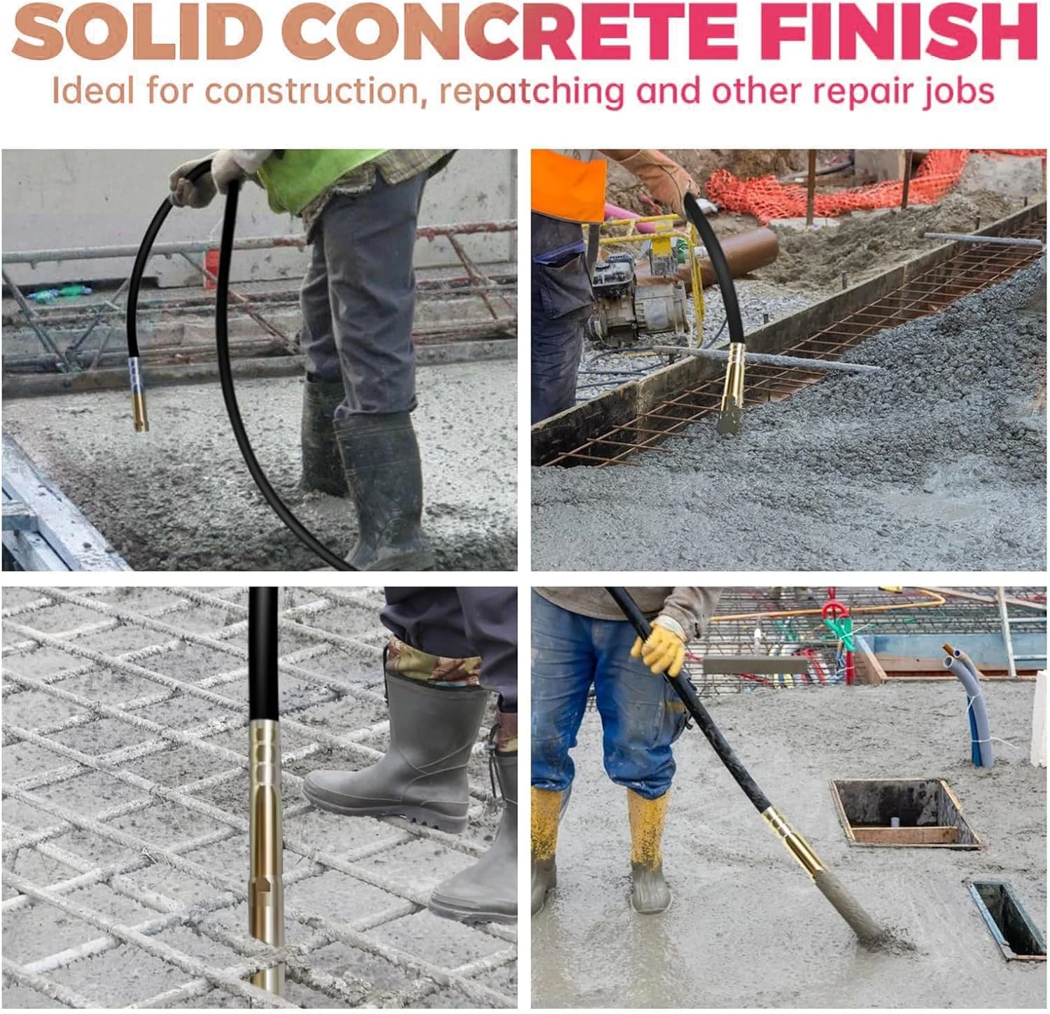 ویبراتور بتن برقی دستی، ابزار ویبره بتن سیمانی قابل حمل برای ساخت و ساز، قدرت 1300 وات، دارای شفت 4.5 متری، ایده آل برای از بین بردن حباب های هوا و صاف کردن