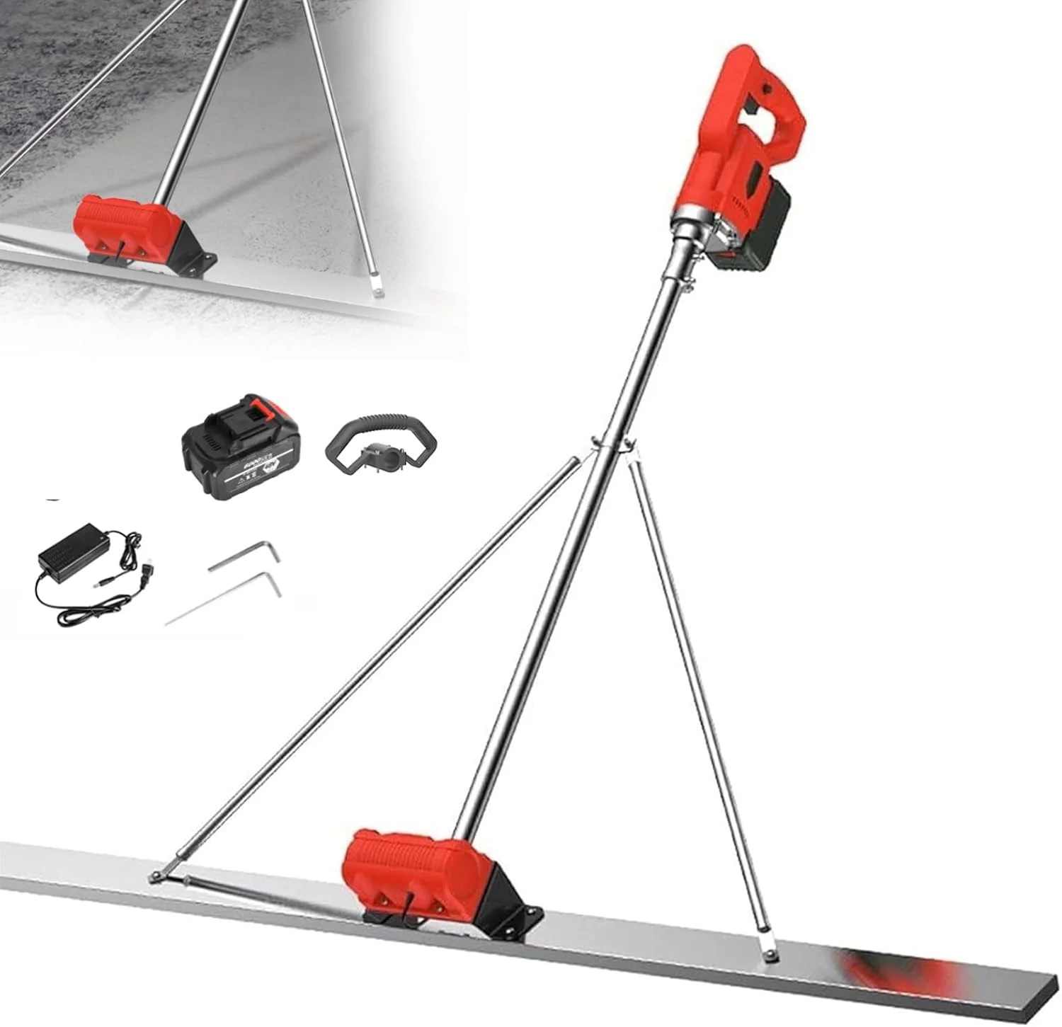 ابزار پرداخت بتن برقی، ماله بتن باتری لیتیومی، ابزار ویبره پرداخت بتن شمشه برقی تجاری، با مجموعه پرداخت شناور تیغه ای، موتور ویبره پرداخت سیمان شمشه