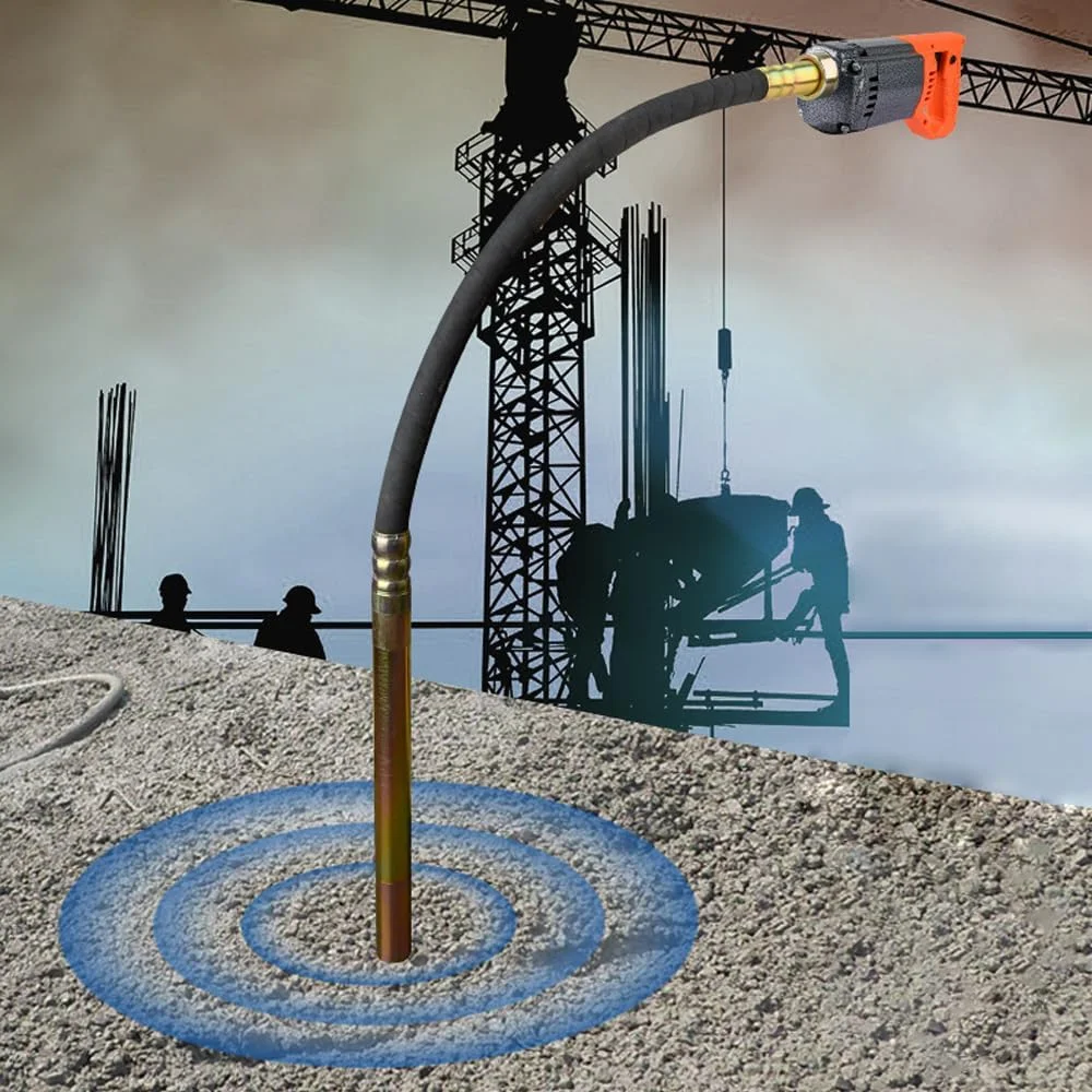 ویبراتور بتن دستی Eacam 1250W، ابزار ویبره برقی با شفت 1.5 متری برای مصارف گوناگون ساختمانی