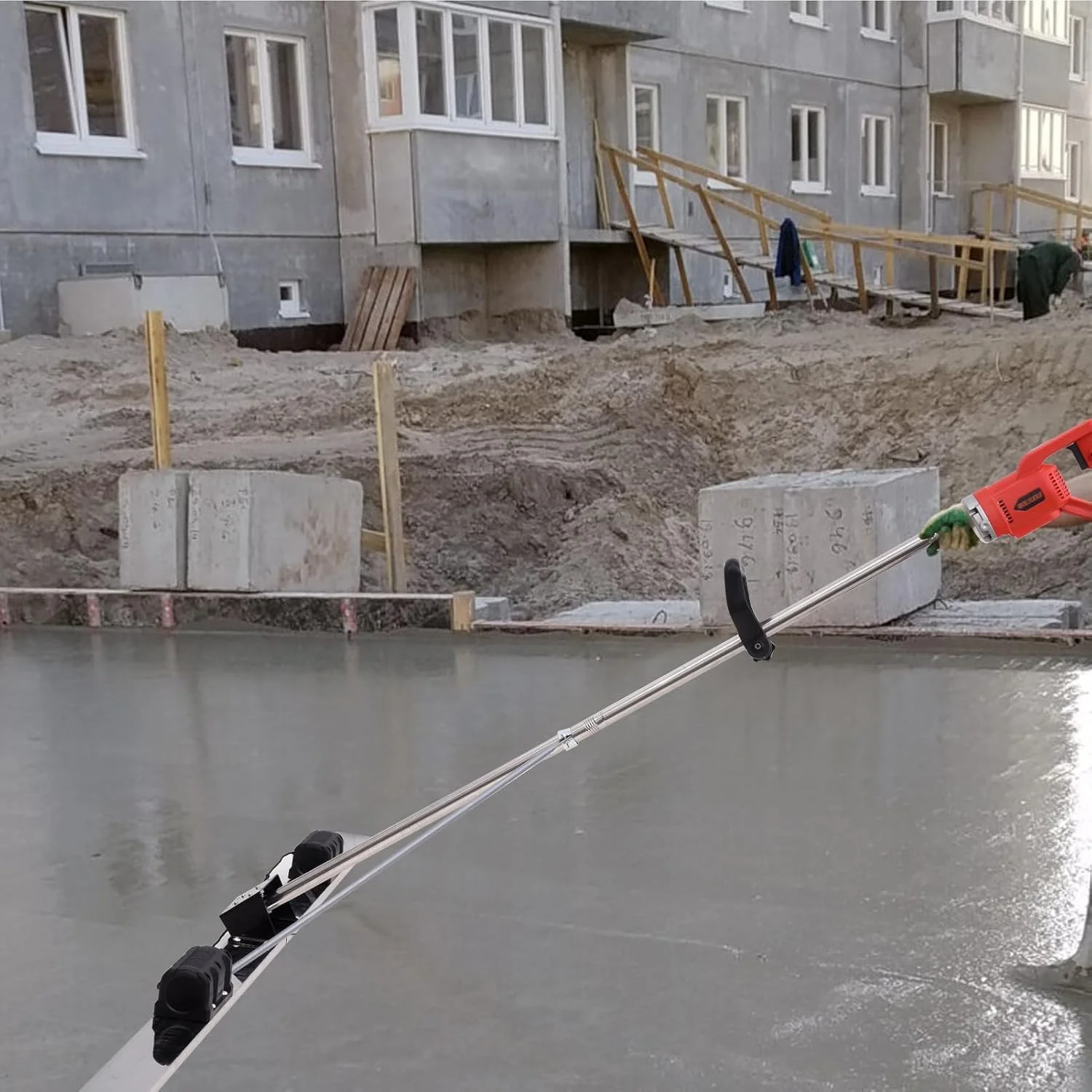 ابزار پرداخت بتن برقی، کیت ویبراتوری شمشه بتن برقی، سر دستگاه + موتور، ماشین پرداخت سیمان شمشه برقی بی سیم، موتور ویبره پرداخت سیمان شمشه