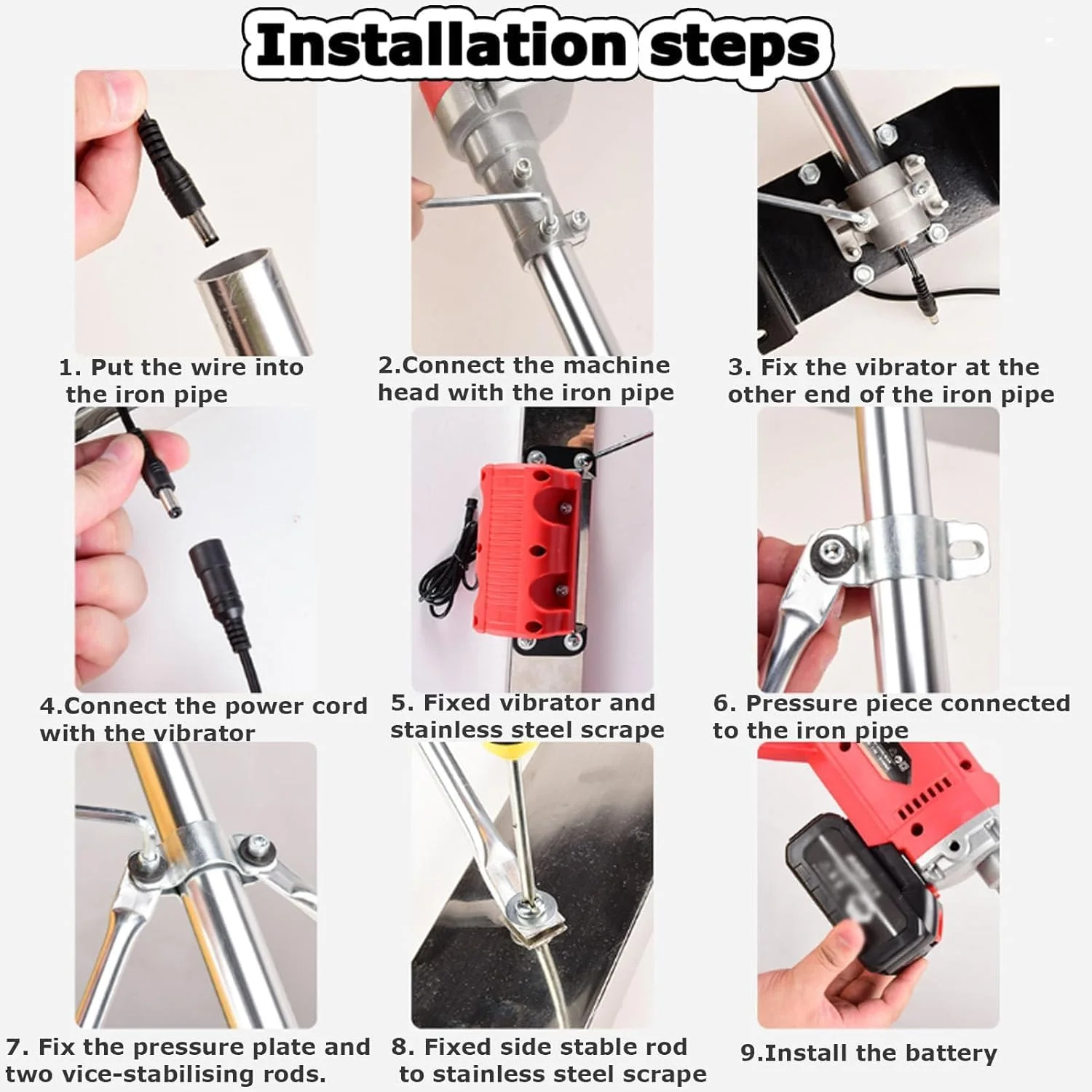 ابزار پرداخت بتن برقی، ماله بتن باتری لیتیومی، ابزار ویبره پرداخت بتن شمشه برقی تجاری، با مجموعه پرداخت شناور تیغه ای، موتور ویبره پرداخت سیمان شمشه