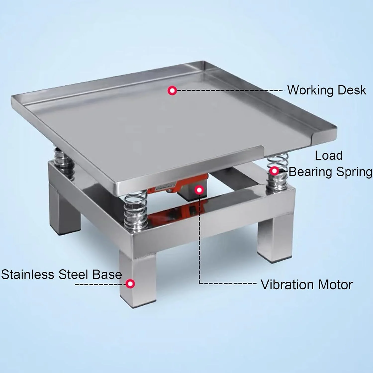 میز ویبره بتن DRUXTO، میز تست ارتعاش 3600 دور در دقیقه، پلتفرم ویبره ملات سیمان استیل ضد زنگ برای حذف حباب ها و لرزاندن رسوب، 50 * 50
