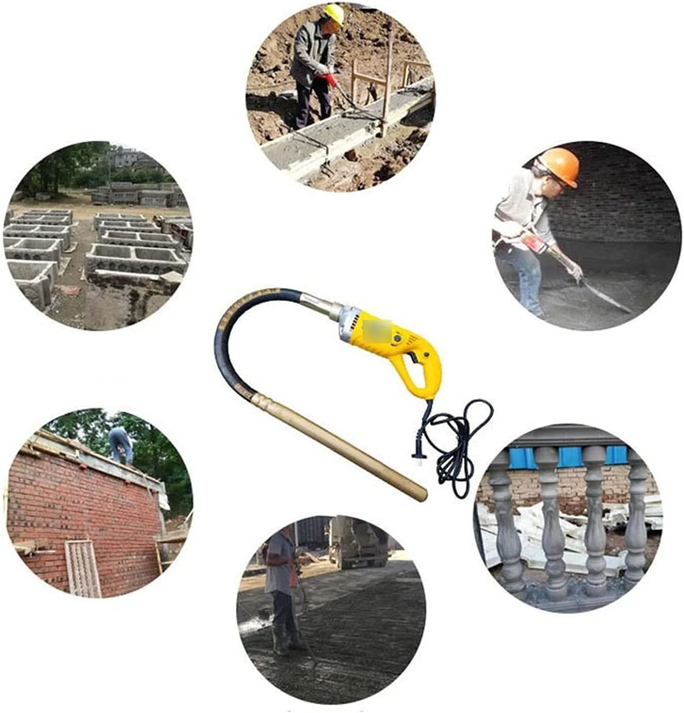 DTFZQV ویبراتور بتن، ویبراتورهای برقی دستی بتن، حذف کننده حباب سیمان با میله مسی 1 متری، 1.2 متری، 1.5 متری، ابزار بتن (میله 1 متری 50#)