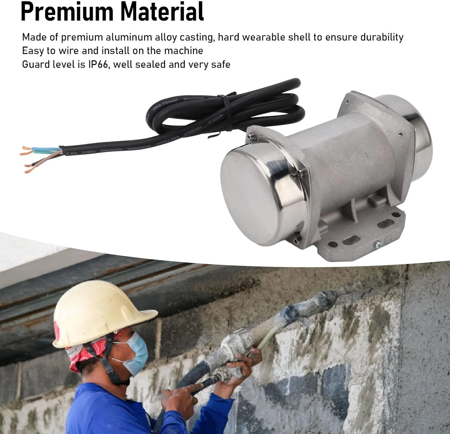 موتور ویبراتور بتن Cryfokt، موتور ویبراتور بتن سه فاز ضد آب آلیاژ آلومینیوم کاربرد گسترده تجهیزات مناسب با میز ویبره فیدر ویبره، سیم کشی آسان