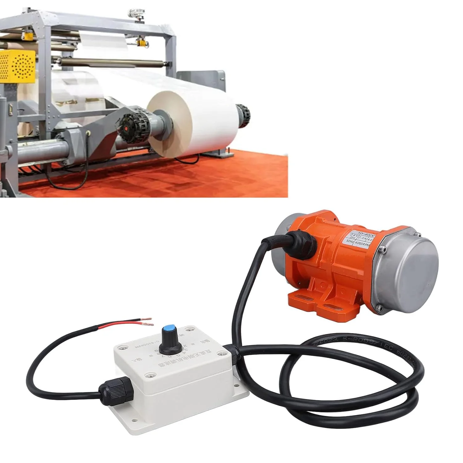 موتور ویبراتور بتن Cryfokt، موتور ویبره DC با سرعت قابل تنظیم 24 ولت 4000 دور در دقیقه، موتور ویبره الکتریکی DC ضد آب IP65 بدون جاروبک برای ساخت و ساز، آلیاژ آلومینیوم (40 وات)