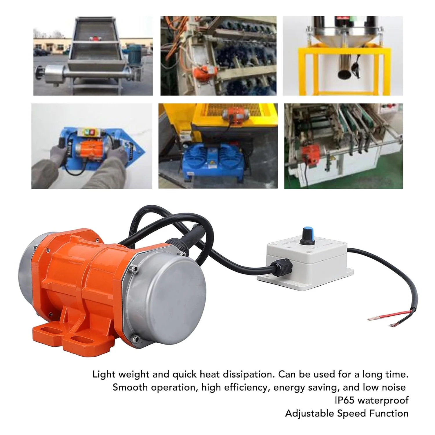موتور ویبراتور بتن Cryfokt، موتور ویبره DC با سرعت قابل تنظیم 24 ولت 4000 دور در دقیقه، موتور ویبره الکتریکی DC ضد آب IP65 بدون جاروبک برای ساخت و ساز، آلیاژ آلومینیوم (40 وات)