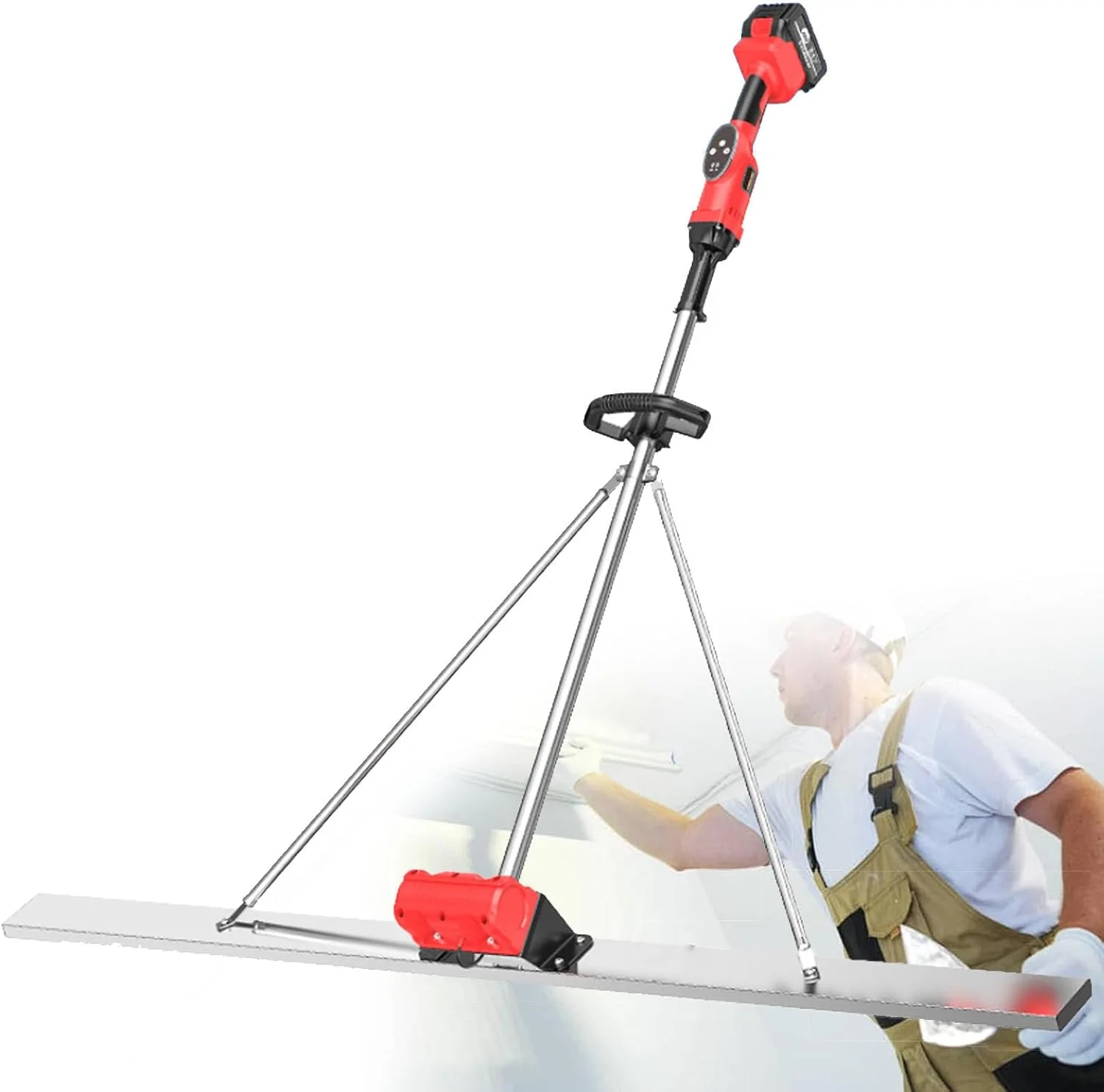 کیت شمشه ویبراتوری بتن، ابزار پرداخت بتن، تراز شمشه برقی سیمانی شارژی، موتور ویبره پرداخت سیمان با تنظیم 9 سرعته و نمایشگر قدرت، 2 باتری کیت شمشه ویبراتوری بتن، ابزار پرداخت بتن، تراز شمشه برقی سیمانی شارژی، موتور ویبره پرداخت سیمان با تنظیم 9 سرعته و نمایشگر قدرت، 2 باتری