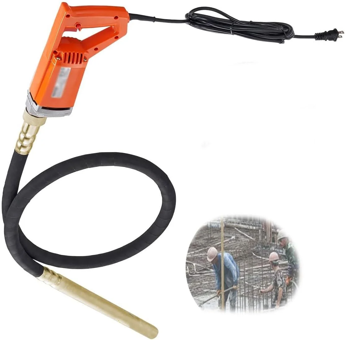 ویبراتور بتن برقی دستی بی سیم، با شفت انعطاف پذیر 1.5 متری، موتور مسی قدرتمند، ابزار ارتعاشی بتن قابل حمل برای ساخت و ساز، حذف حباب هوا، تراز و مخلوط کردن بتن
