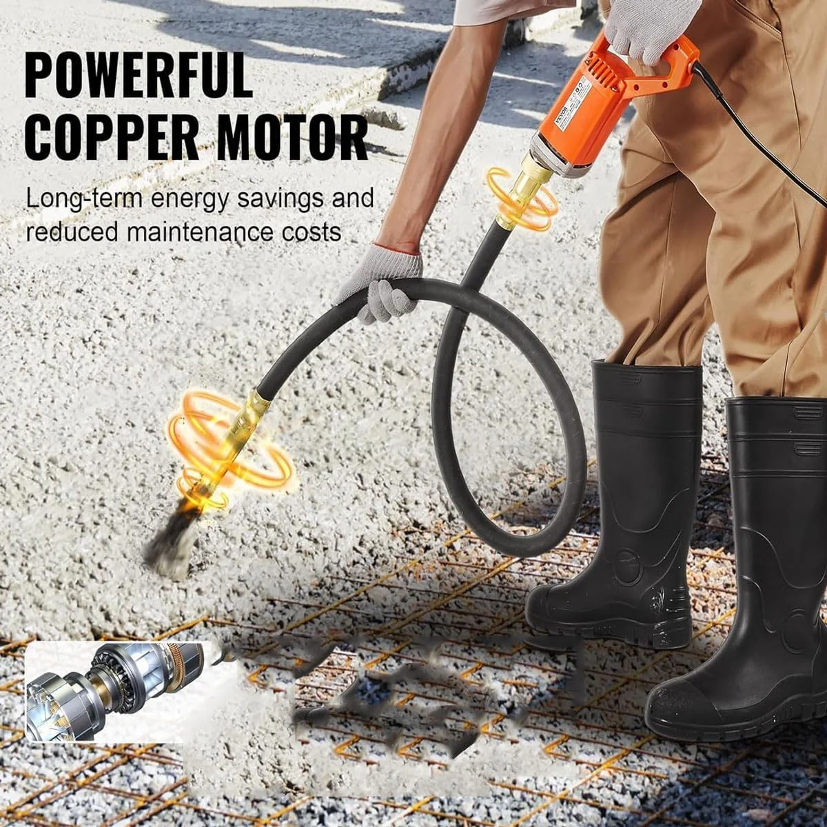 ویبراتور بتن برقی دستی بی سیم، با شفت انعطاف پذیر 1.5 متری، موتور مسی قدرتمند، ابزار ارتعاشی بتن قابل حمل برای ساخت و ساز، حذف حباب هوا، تراز و مخلوط کردن بتن ویبراتور بتن برقی دستی بی سیم، با شفت انعطاف پذیر 1.5 متری، موتور مسی قدرتمند، ابزار ارتعاشی بتن قابل حمل برای ساخت و ساز، حذف حباب هوا، تراز و مخلوط کردن بتن