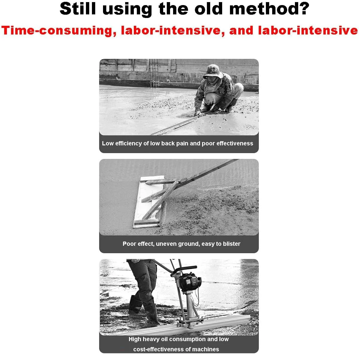 Concrete Screed Vibratory Kit Concrete Finishing Tool ，Battery Powered Concrete Surface Leveling Tamper Ruler, Electric Cordless Screed Cement Finishing Vibrating Machine