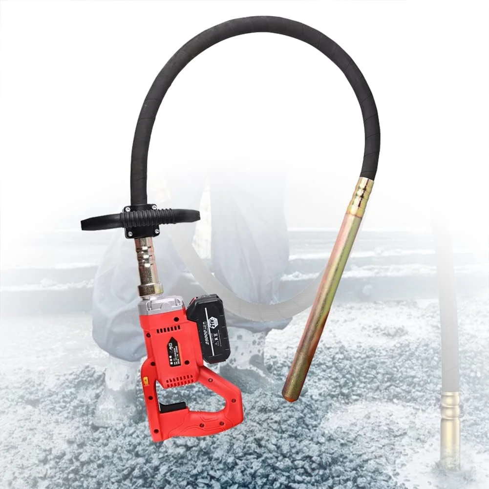 ویبراتور بتن پوکر، ویبراتور بتن دستی شارژی 2500 دور در دقیقه، موتور ویبره بتن صنعتی بی سیم قوی با شلنگ 1.5 متری، قطر میله 35 میلی متر