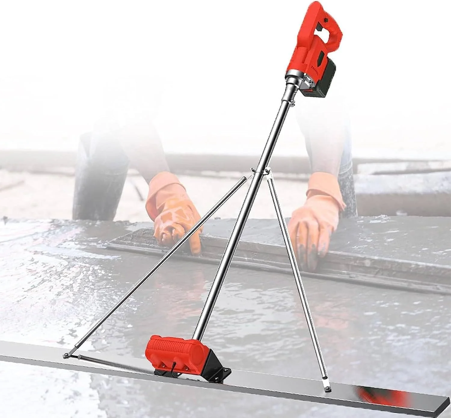 کیت شمشه ویبراتوری بتن، ابزار پرداخت بتن، شمشه تراز کننده سطح بتن با باتری، شمشه برقی بی سیم پرداخت سیمان، دستگاه ویبره، 1 متر