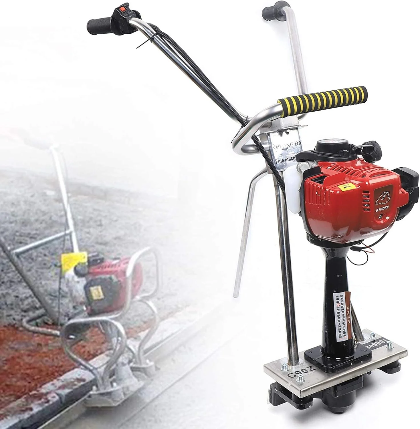 دستگاه ویبراتور بتن 4 زمانه، ویبراتور بتن 35.8 سی سی، شمشه بتن بنزینی 900 وات، موتور بنزینی ویبراتور سیمان بدون خط کش استیل