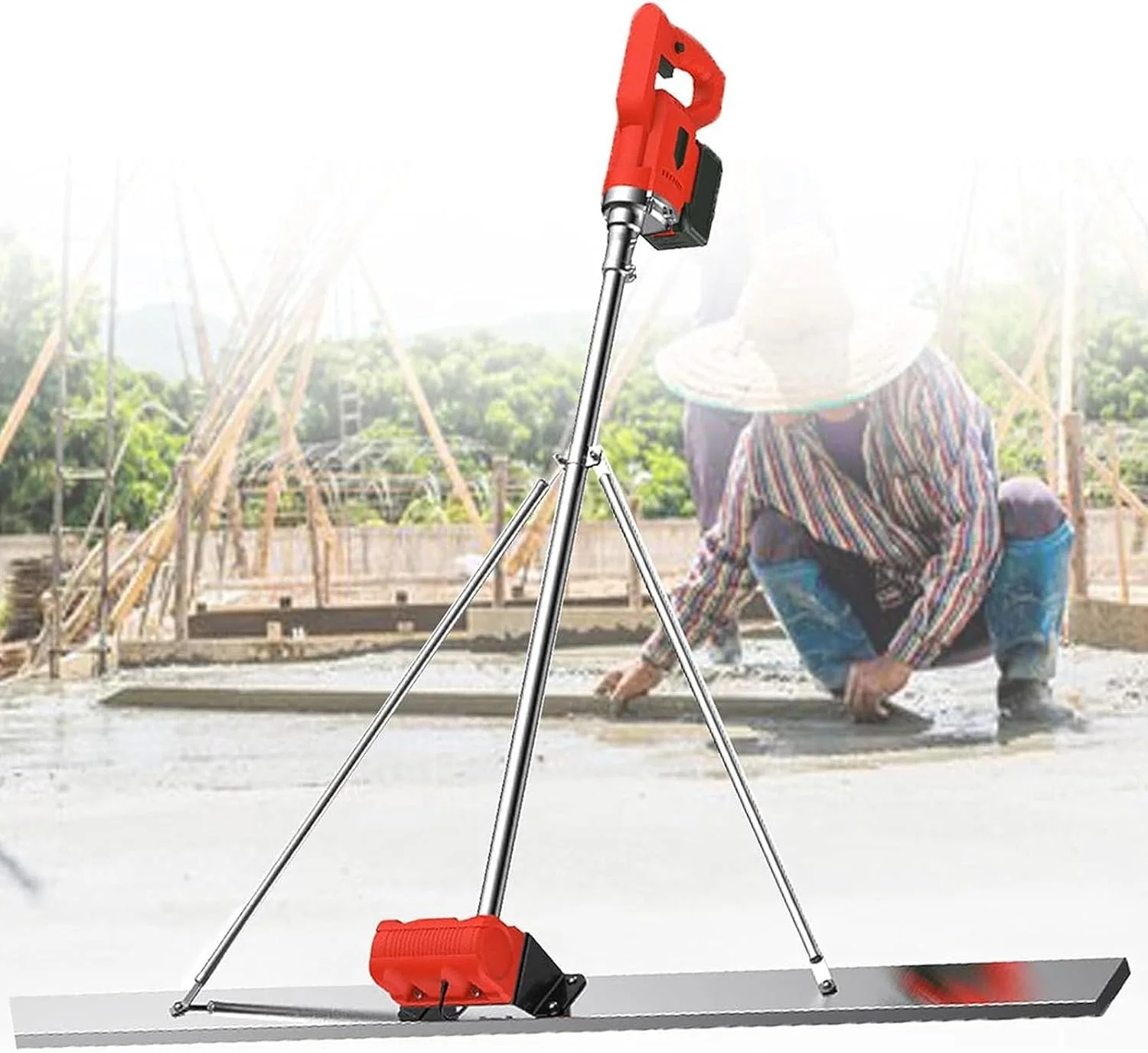 ابزار پرداخت بتن ویبره ای، ماله برقی کارآمد و قابل حمل، موتور ویبره پرداخت سیمان با صفحه استیل ضد زنگ 1 متری