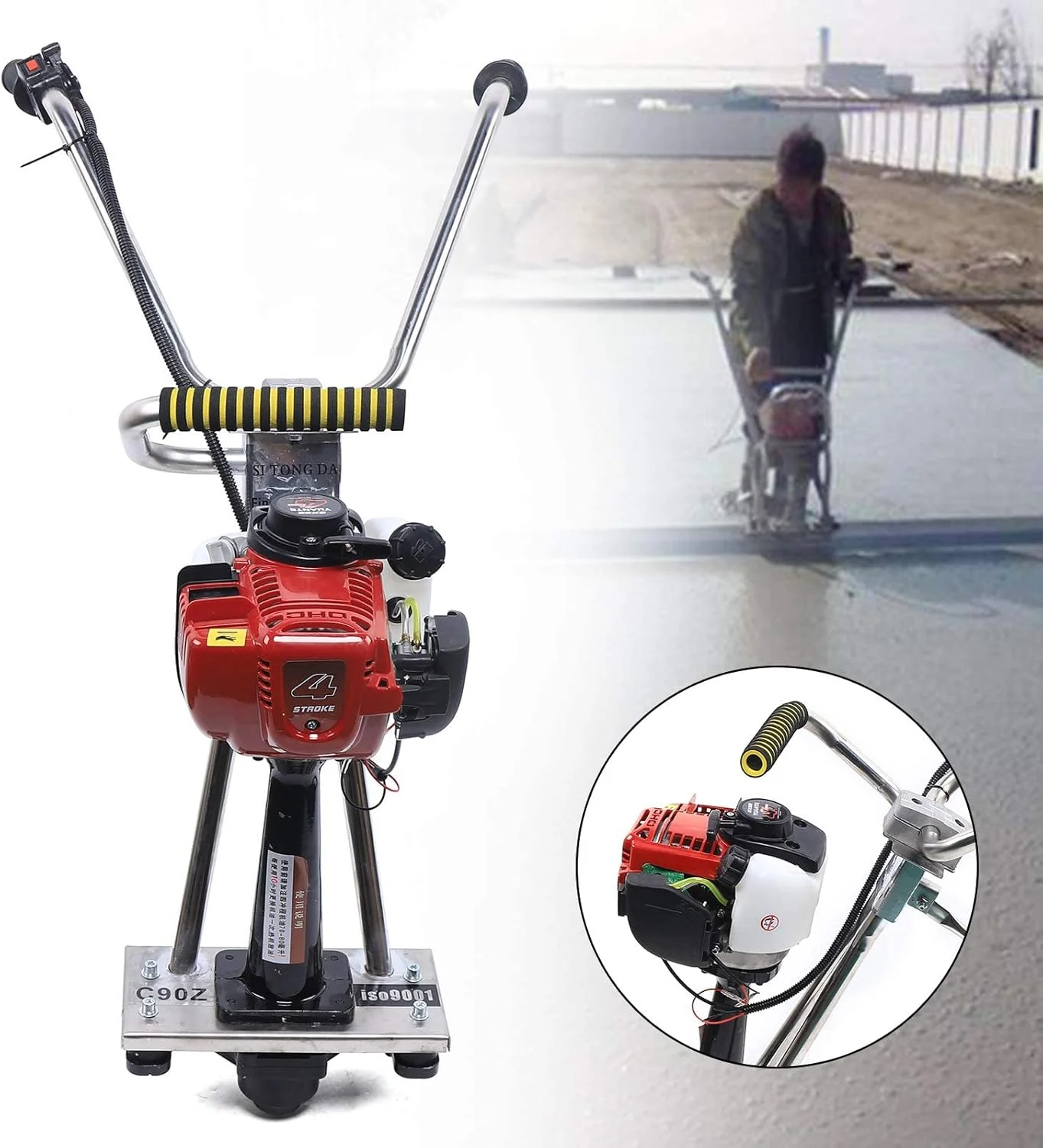 دستگاه ویبراتور بتن 4 زمانه، ویبراتور بتن 35.8 سی سی، شمشه بتن بنزینی 900 وات، موتور بنزینی ویبراتور سیمان بدون خط کش استیل ضد زنگ