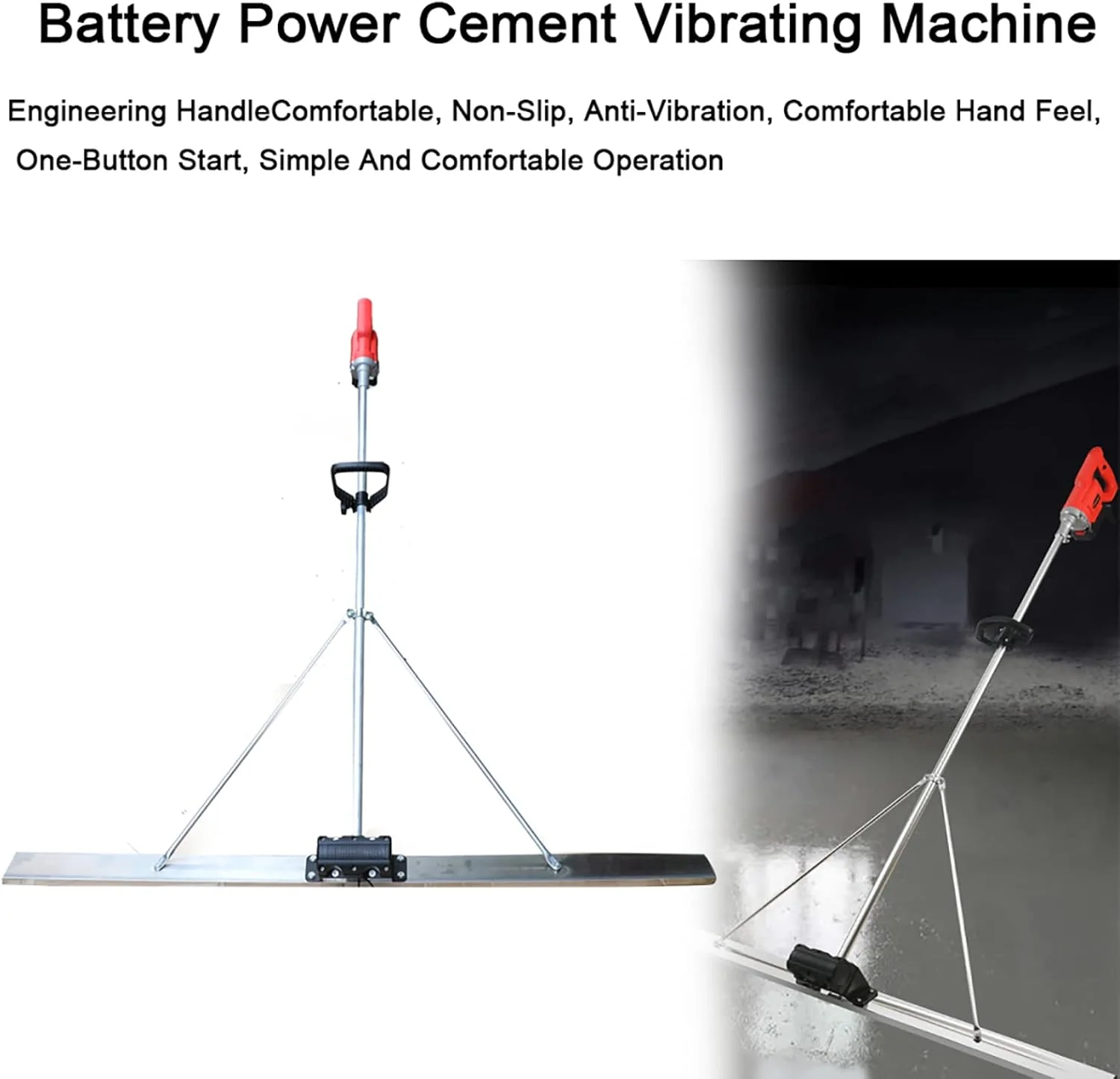 ماله برقی بتن، دستگاه پرداخت صاف سطح بتن 21 ولت، ویبراتور با خط کش صاف 120 سانتی متری