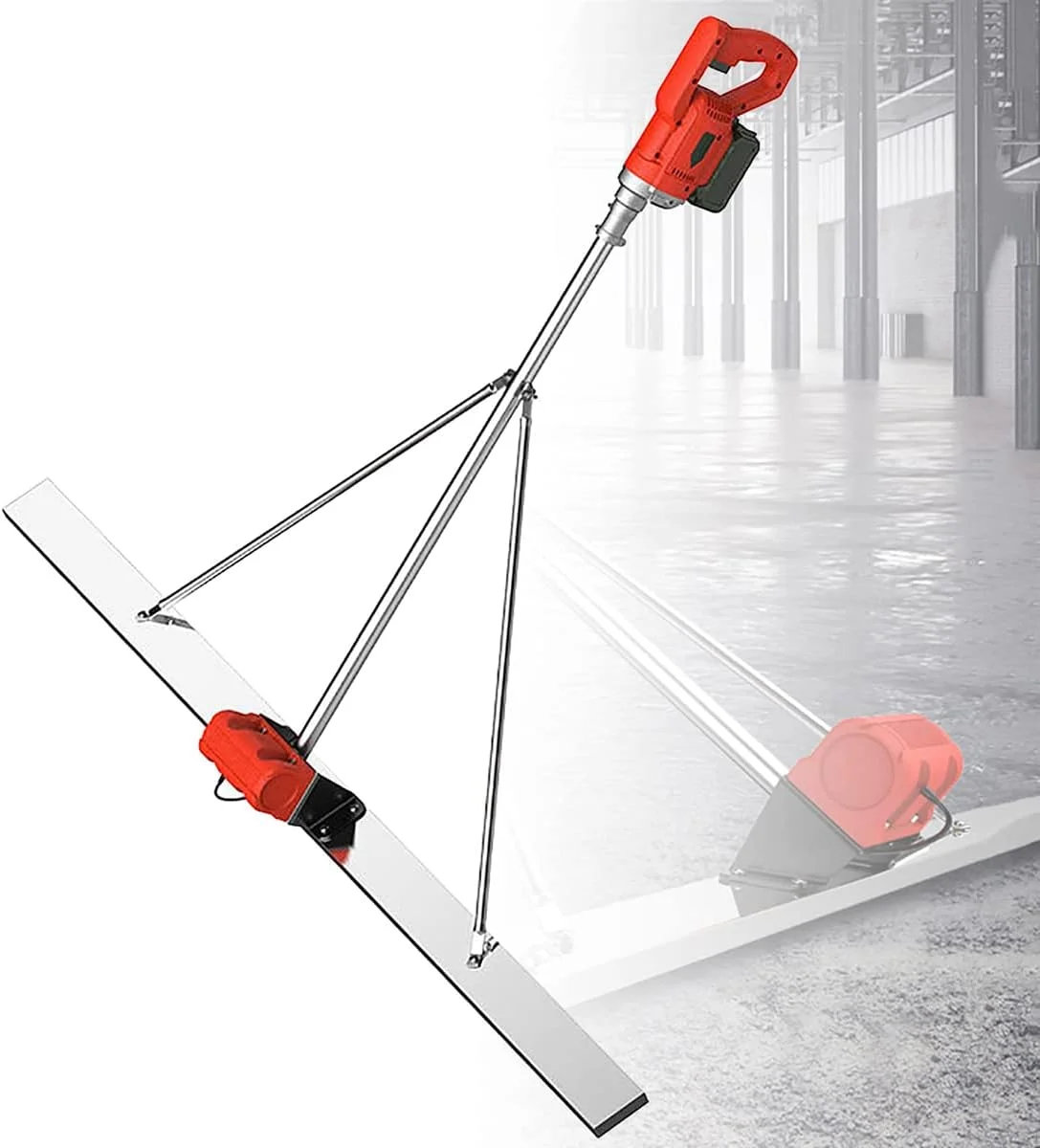 ابزار پرداخت بتن ویبره ای Power Screed، تیغه 150 سانتی متری، شمشه برقی بی سیم برای تراز کردن سطح سیمان، ماله و خط کش با اسکراپر برای پردازش بتن، 150cm X 8cm