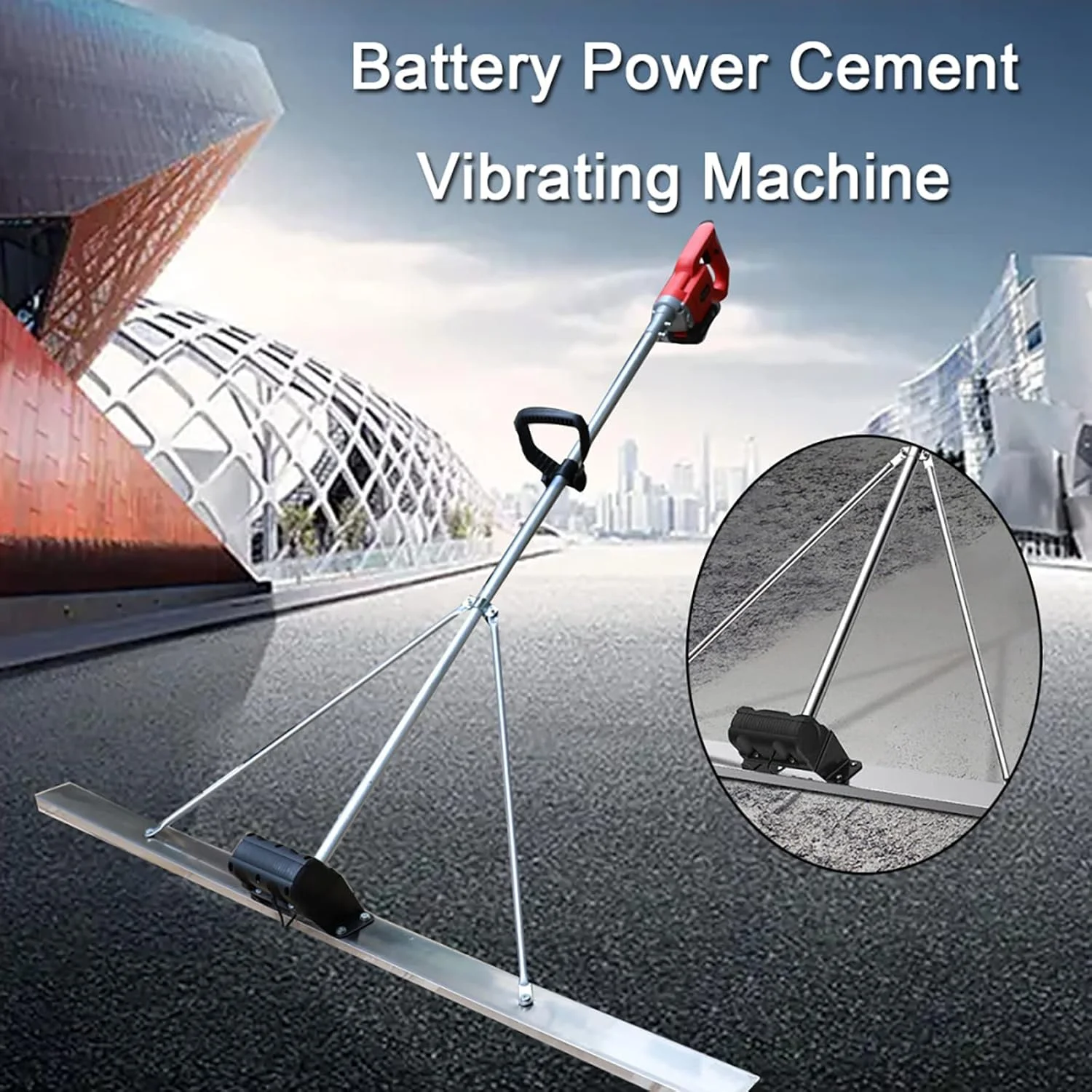 ابزار پرداخت بتن ویبره ای Power Screed، تیغه 150 سانتی متری، شمشه برقی بی سیم برای تراز کردن سطح سیمان، ماله و خط کش با اسکراپر برای پردازش بتن، 150cm X 8cm ابزار پرداخت بتن ویبره ای Power Screed، تیغه 150 سانتی متری، شمشه برقی بی سیم برای تراز کردن سطح سیمان، ماله و خط کش با اسکراپر برای پردازش بتن، 150cm X 8cm