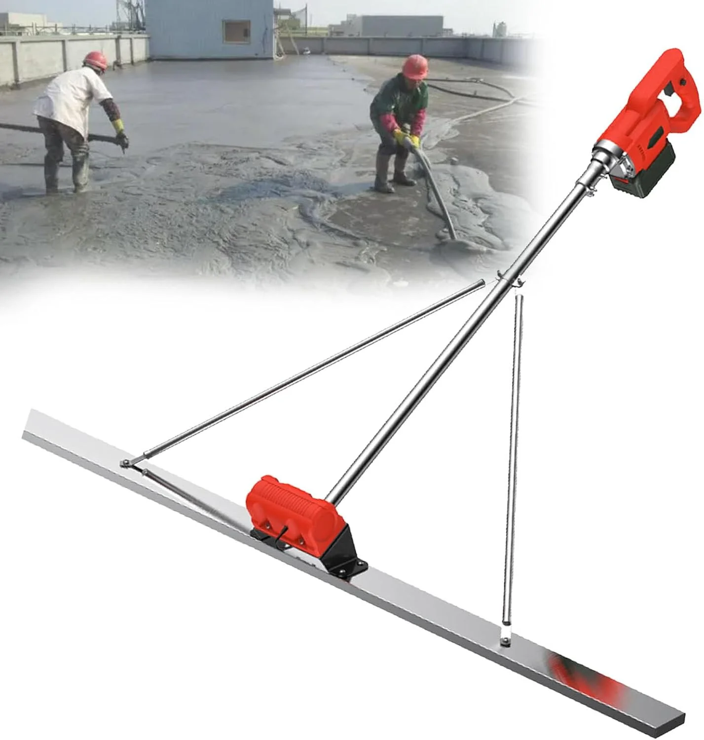 ابزار ویبره شمشه برقی تجاری برای پردازش بتن، موتور ویبره پرداخت سیمان برقی بی سیم، شمشه تراز کننده سطح بتن 6000 دور در دقیقه، 1.5 متر