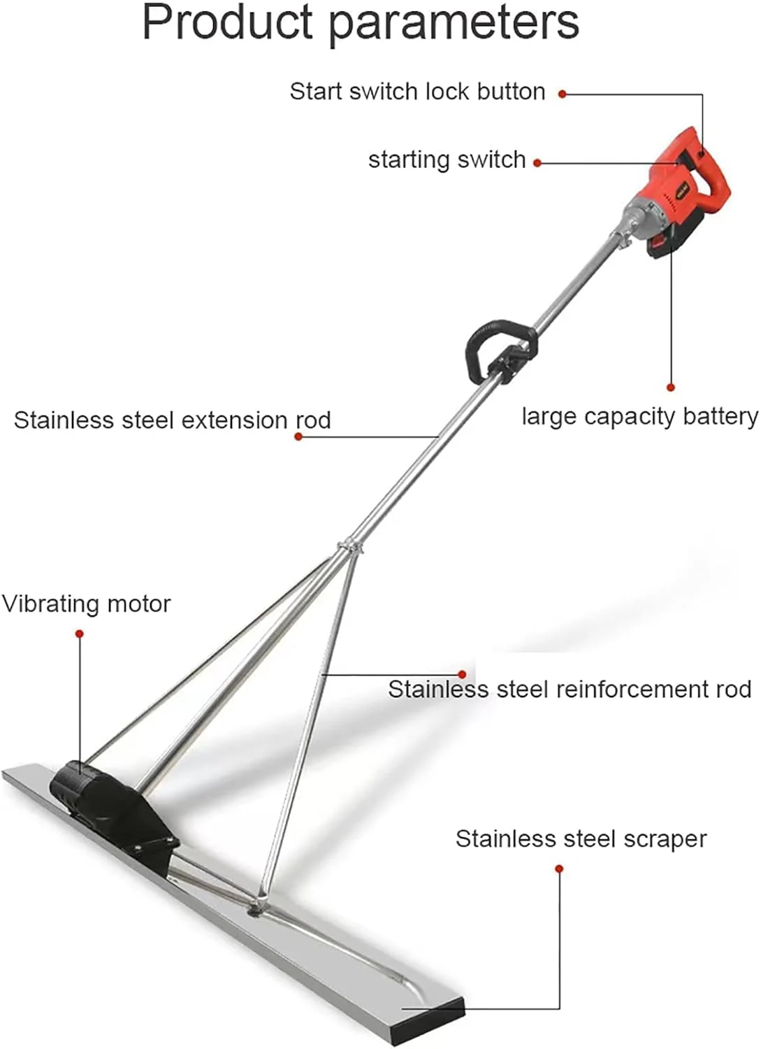 ابزار پرداخت بتن ویبره ای Power Screed، تیغه 150 سانتی متری، شمشه برقی بی سیم برای تراز کردن سطح سیمان، ماله و خط کش با اسکراپر برای پردازش بتن، 150cm X 8cm ابزار پرداخت بتن ویبره ای Power Screed، تیغه 150 سانتی متری، شمشه برقی بی سیم برای تراز کردن سطح سیمان، ماله و خط کش با اسکراپر برای پردازش بتن، 150cm X 8cm