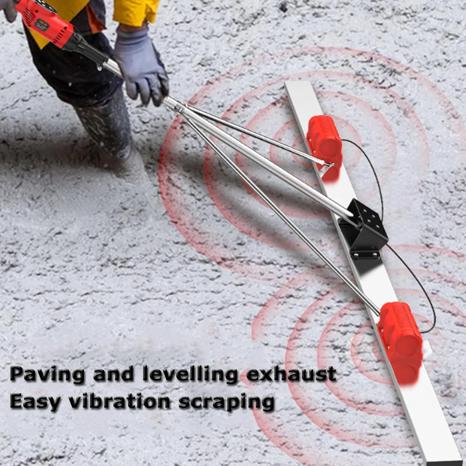ابزار پرداخت ماله سطوح بتنی با قابلیت تنظیم 9 سرعت و نمایشگر قدرت، کیت تیغه خط کش تراز کننده ویبره سیمانی برقی بی سیم با باتری 6000 دور در دقیقه، 2 باتری