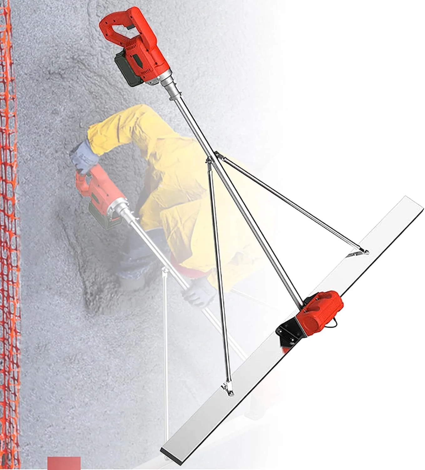 ابزار ویبراتور پرداخت بتن Power Screed، 6000 دور در دقیقه، تیغه 150 سانتی متری، ابزار پرداخت سطح بتن با اسکراپر و موتور ویبره برای پردازش بتن