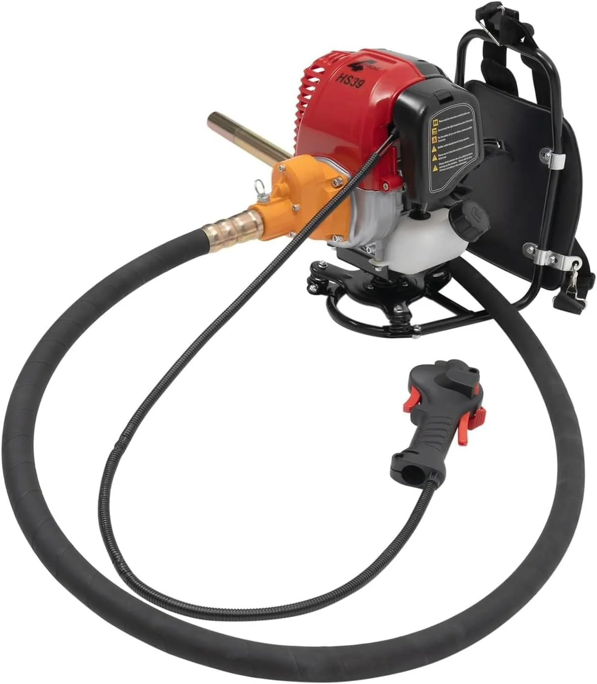 ویبراتور بتن کوله پشتی، ابزار ویبره بتن موتوری، موتور ویبره بتن بنزینی تک سیلندر هوا خنک با میله شفت 2.5 متری، برای بزرگراه ها، بنادر، حصارها