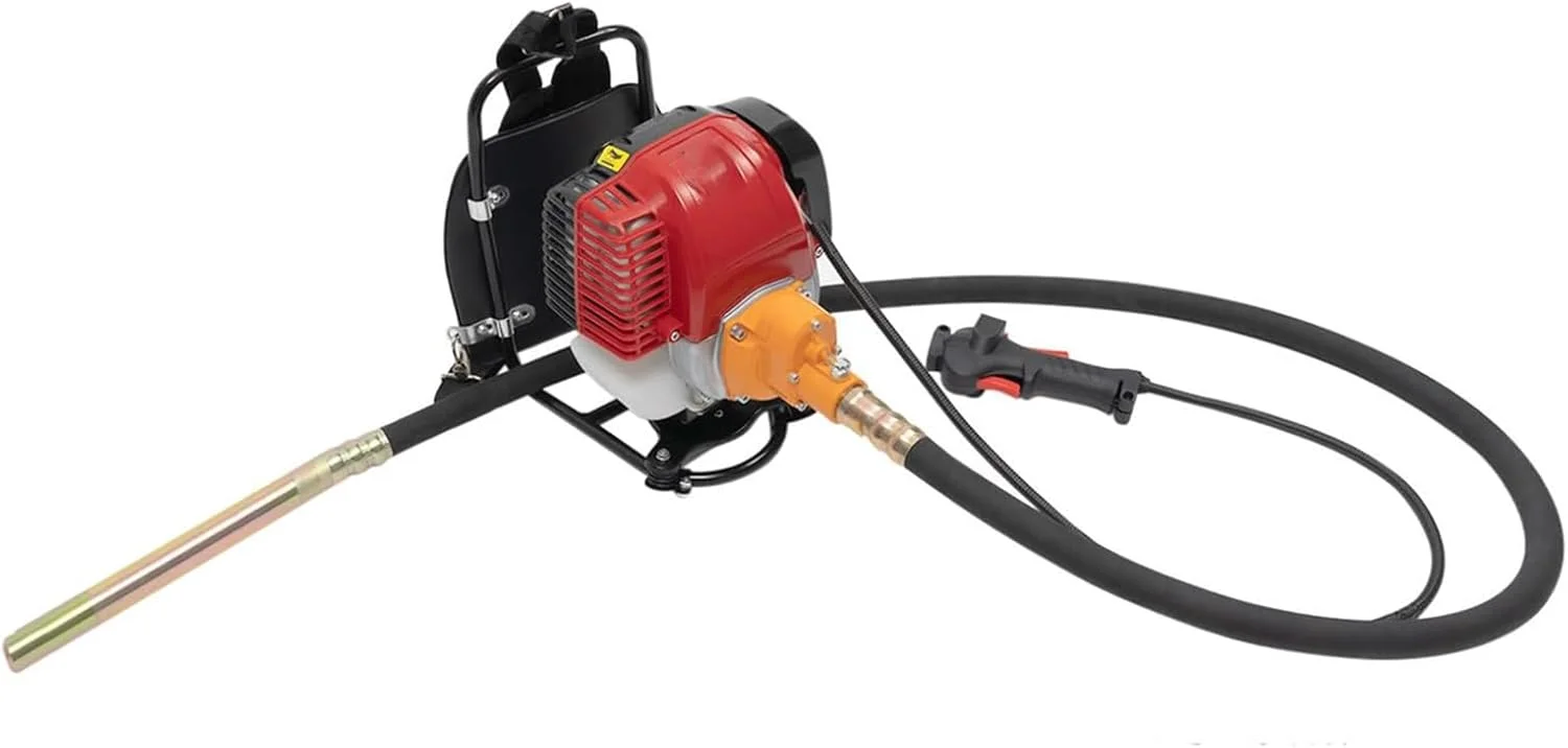 ویبراتور بتن کوله پشتی 4 زمانه 42 سی سی، ویبراتور بتن موتور بنزینی با شیلنگ ویبره 2.5 متری، ابزار ویبره بنزینی تک سیلندر خنک شونده با هوا برای بتن ریزی
