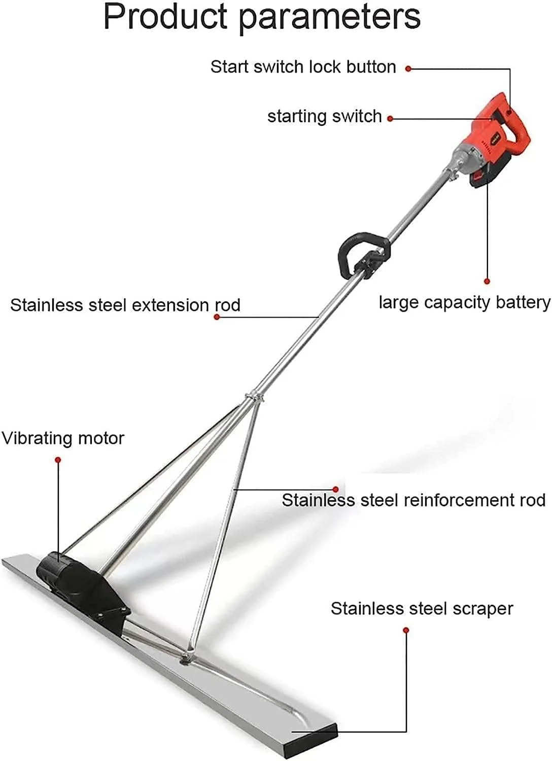 ابزار ویبراتور پرداخت بتن، 6000 دور در دقیقه تیغه 150 سانتی متری ماله پرداخت سطح بتن با اسکراپر و موتور ویبره برای پردازش بتن