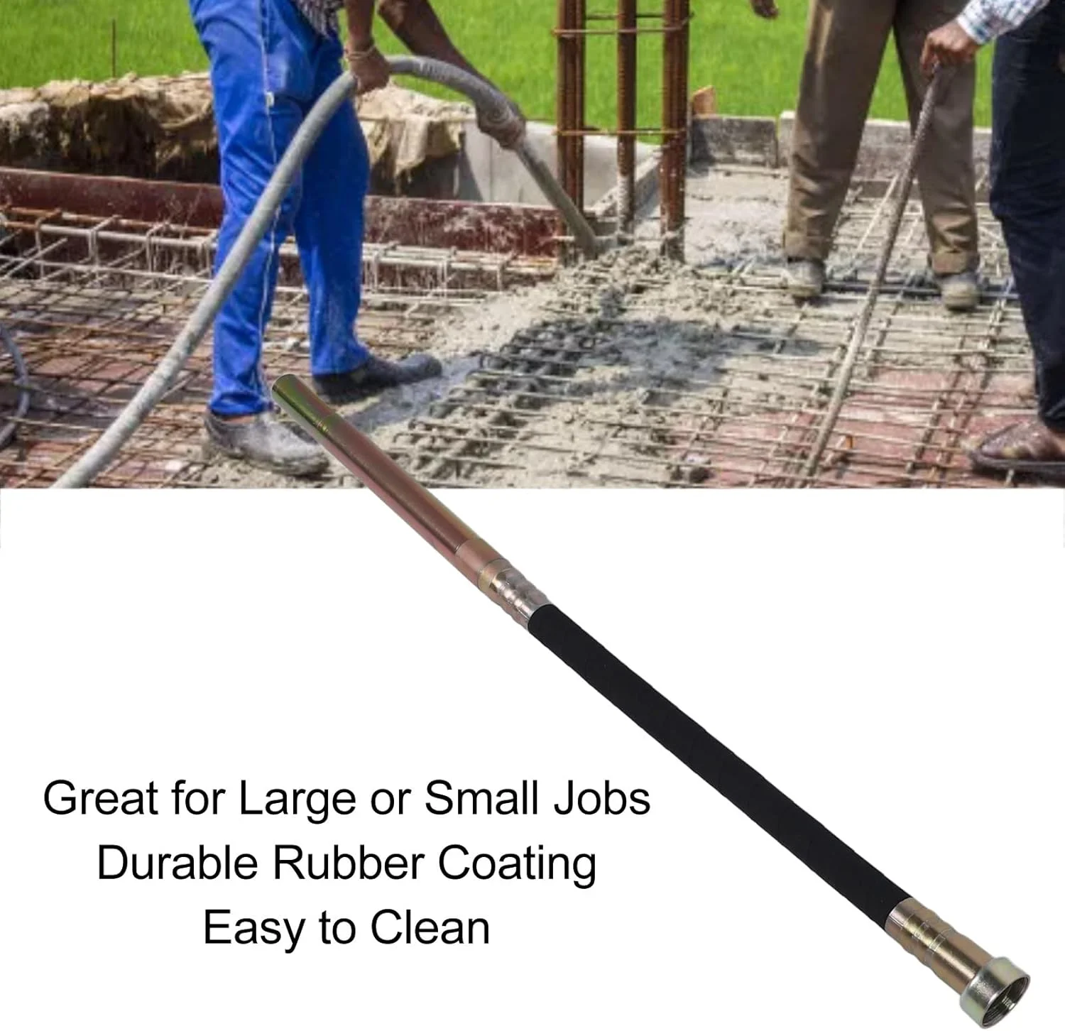 ابزار ویبره بتن بی سیم ASHATA، میله لرزان فولادی موثر 35 میلی متری 200 هرتز برای ساختمان ها (1.2 متر / 3.9 فوت)