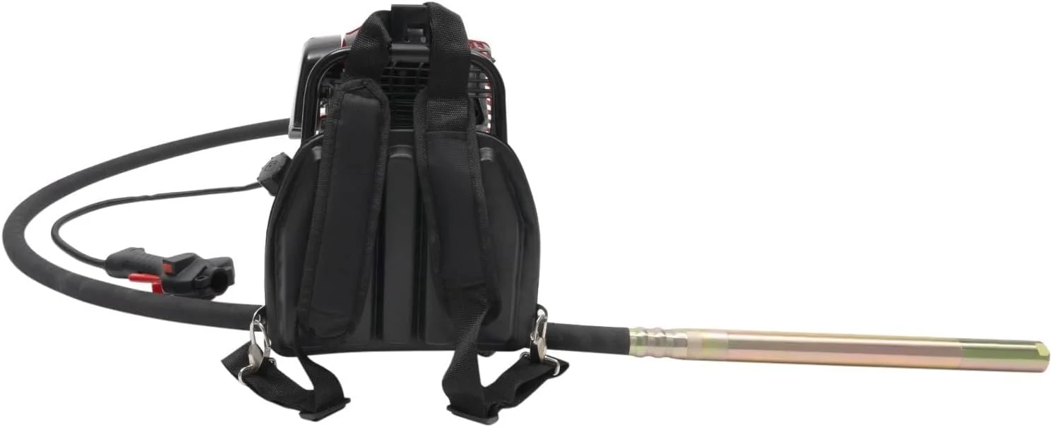 ویبراتور بتن کوله پشتی، ابزار ویبره بتن با موتور 42.7 سی سی و میله 8 فوتی، موتور ویبره سیمانی بنزینی تک سیلندر هوا خنک 4 زمانه 4.8 اسب بخار برای ساخت و ساز