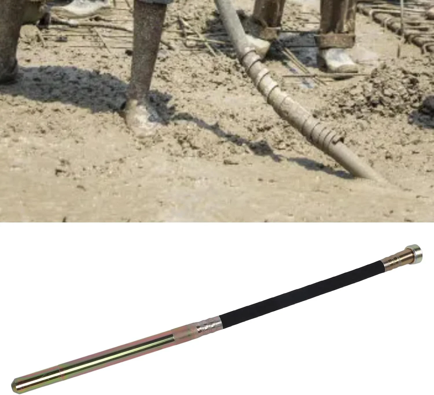 ابزار ویبره بتن بی سیم ASHATA، میله لرزان فولادی موثر 35 میلی متری 200 هرتز برای ساختمان ها (1.2 متر / 3.9 فوت)