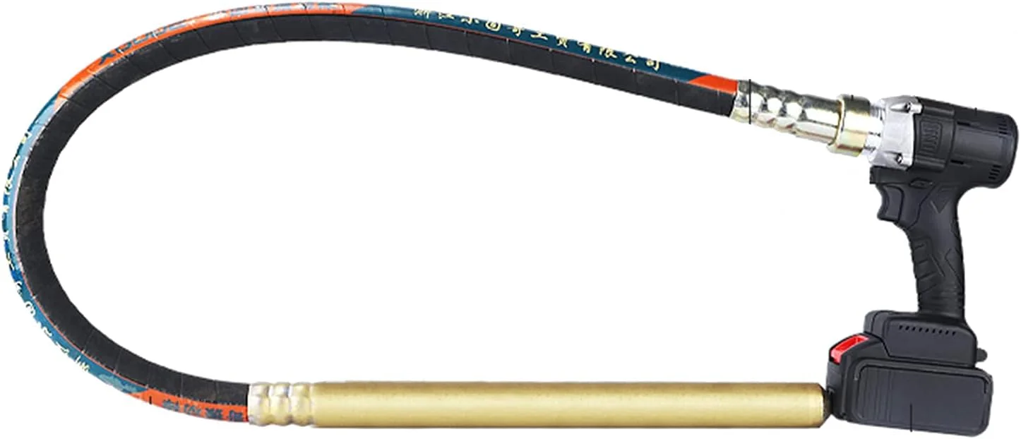 ویبراتور بتن بی سیم AJWYSOI، 3100 دور در دقیقه 300 نیوتن متر، ویبراتور بتن دستی میله ارتعاشی 59 اینچی/150 سانتی متری با باتری های لیتیوم یونی 128TV و شارژر