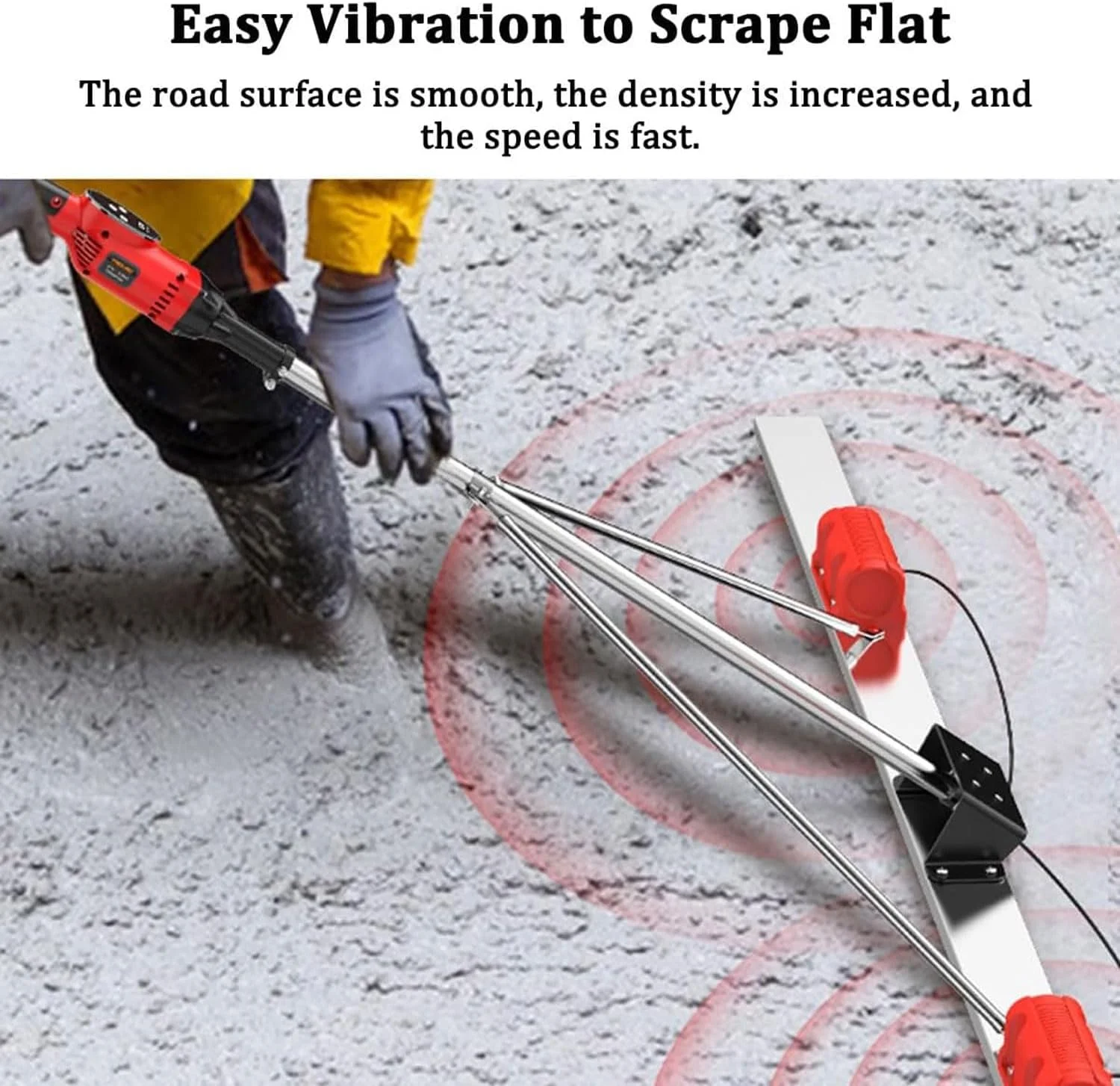 شمشه بتن لرزشی شارژی BDJSN با طول 150 سانتی متر، کیت شمشه ویبره بتن برقی با 2 باتری، خط کش لرزشی سطحی باتری لیتیومی استیل، ابزار پرداخت بتن با 9 سطح تنظیم فرکانس