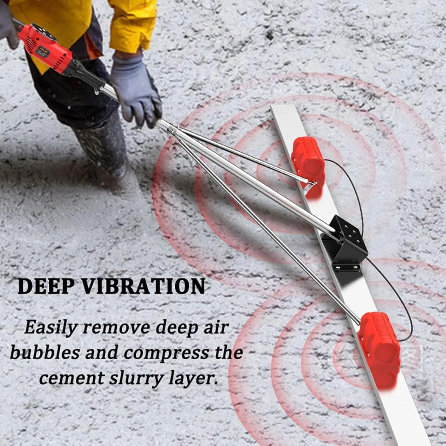 ماله برقی بتن BDJSN Power، ابزار ویبره ماله برقی 1.8 متری، دستگاه ویبره پرداخت سیمان با باتری قابل شارژ، تراز کننده سطح فولاد ضد زنگ 9 سرعته