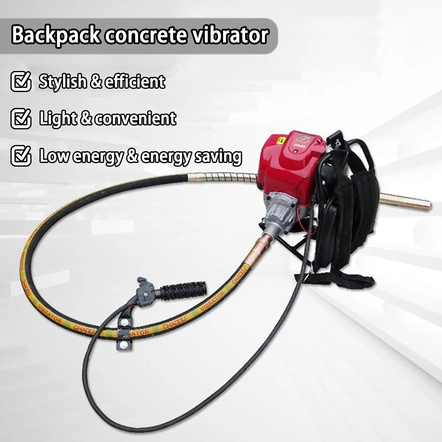 ویبراتور بتن بنزینی 4 زمانه، ویبراتور بتن کوله پشتی قابل حمل، ویبراتورهای سیمان برای کارگاه ساختمانی، ابزار ساختمانی بی سیم، برای کارگاه های ساختمانی و پی ریزی