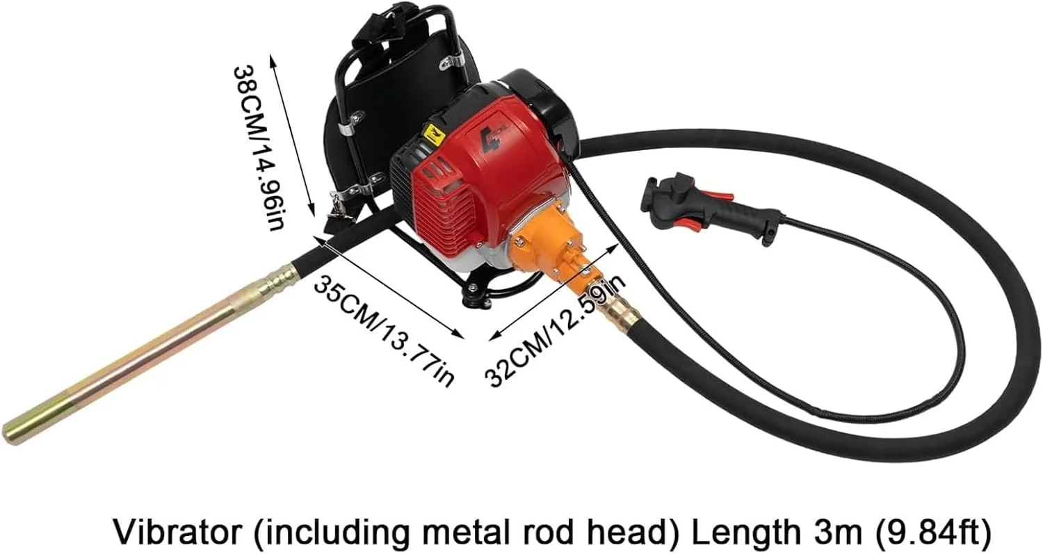 ویبراتور بتن بنزینی 4 زمانه، ویبراتور بتن کوله پشتی قابل حمل، ویبراتورهای سیمان برای کارگاه ساختمانی، ابزار ساختمانی بی سیم، برای کارگاه های ساختمانی و پی ریزی