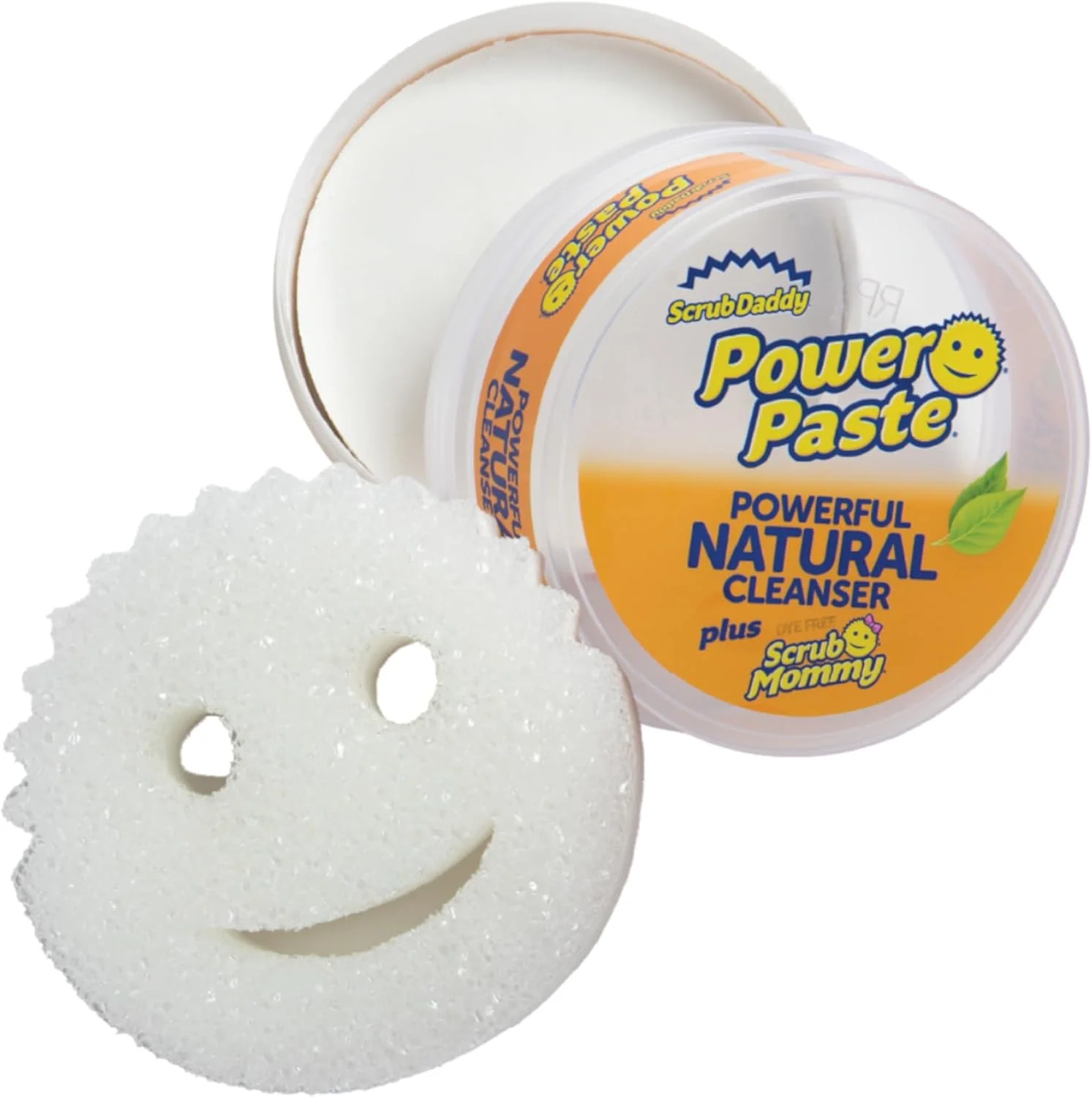 خمیر تمیز کننده همه کاره Scrub Daddy Power Paste - تمیز کننده برای اجاق گاز، شیشه، آشپزخانه، صفحه درب حمام، اجاق گاز، کاشی، اجاق گاز و موارد دیگر - همراه با اسفنج Scrub Mommy، سفید، 2 عدد (بسته 1 عددی)، SDPWR