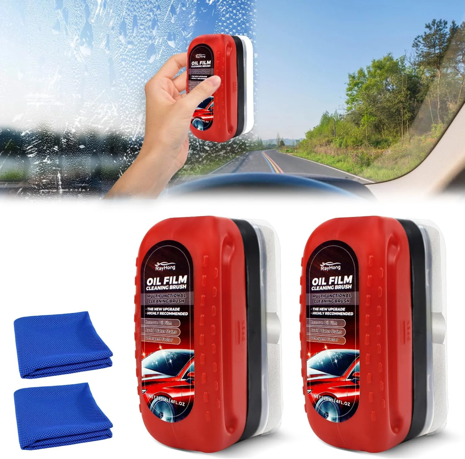 برس تمیز کننده لایه روغن خودرو SEILETOO، تخته پاک کننده شیشه جهانی، پاک کننده لایه روغن شیشه، پوشش شیشه آبگریز برای شیشه جلو