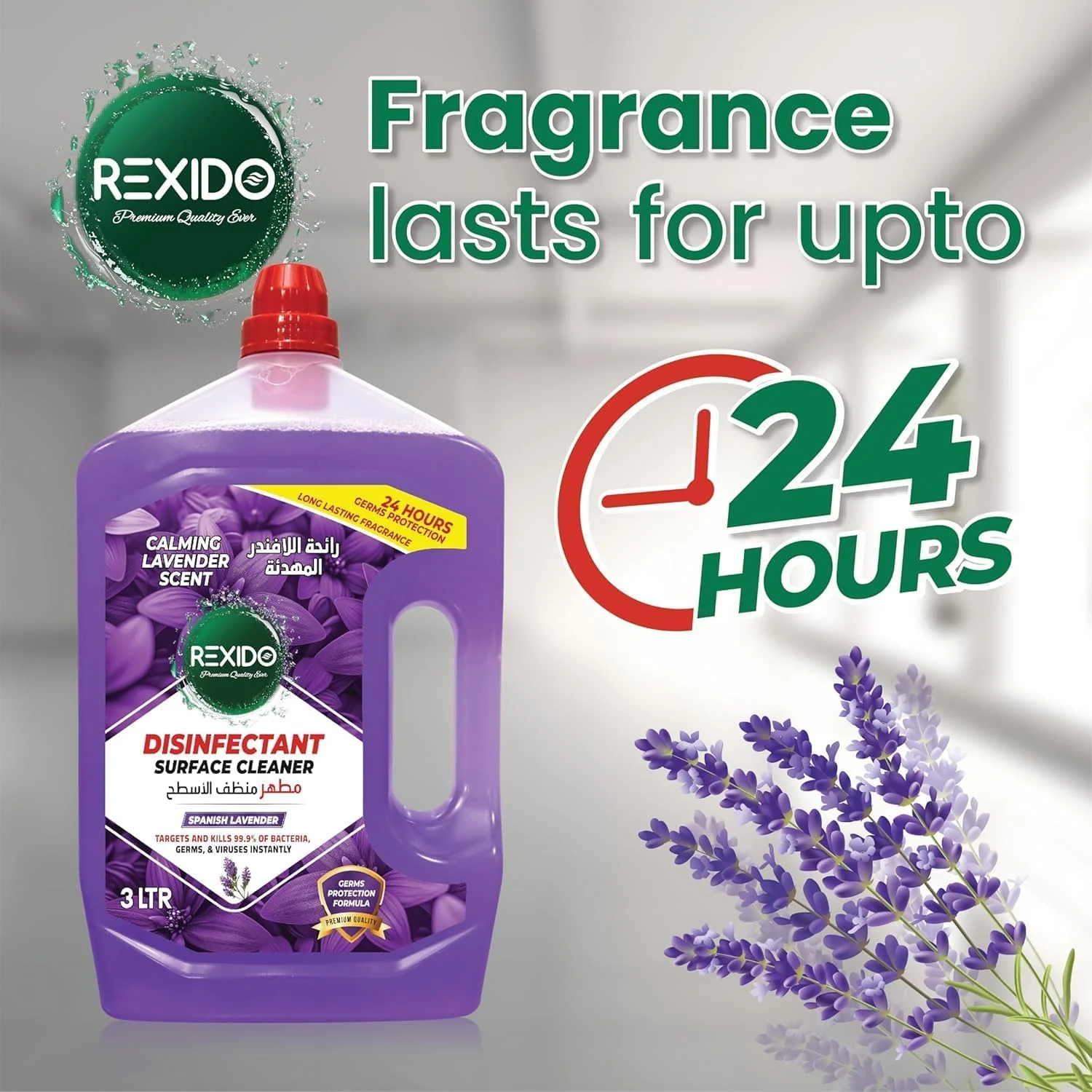 مایع تمیز کننده کف رکسیدو 3 لیتری - تمیز کننده چند منظوره اسطوخودوس | تی و تی های تمیز کننده کف | تمیز کننده حمام، مواد شوینده و لکه بر | لوازم تمیز کننده چند سطحی برای خانه و محل کار