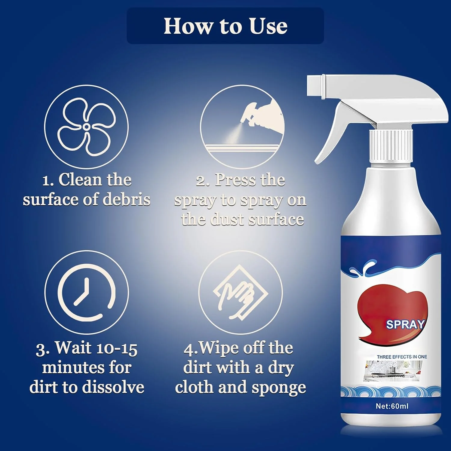 ژل پاک کننده کپک Azonee، فوم اسپری پاک کننده لکه با عملکرد سریع، اسپری پاک کننده کپک چند منظوره خانگی، مناسب برای دیوارها، کاشی ها، کف، سینک ها، وان حمام و توالت (2 عدد)