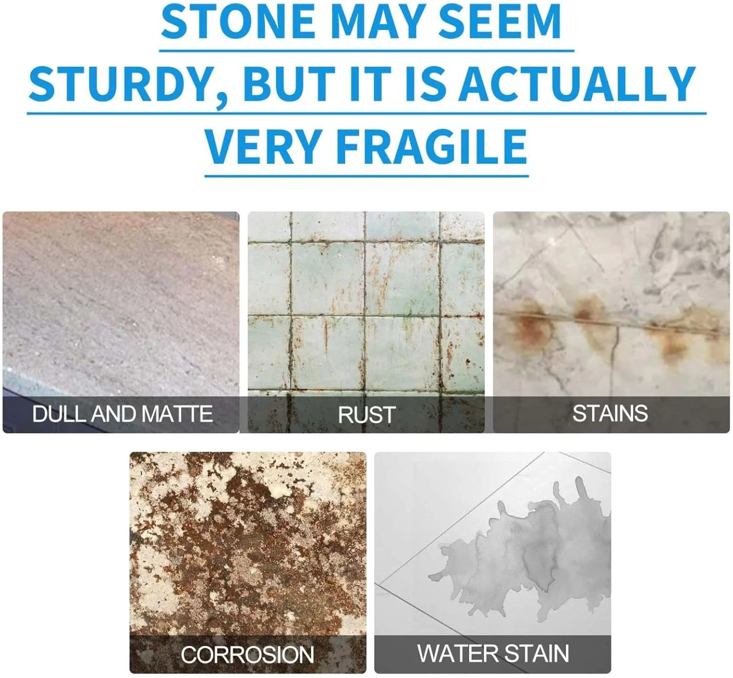 مایع پاک کننده لکه سنگ، عامل آبکاری کریستال سنگ، پولیش پاک کننده سنگ، پولیش پاک کننده سنگ مرمر، حذف موثر اکسیداسیون، زنگ زدگی، لکه ها، عامل روشن کننده آبکاری کریستال سنگ (5 عدد)