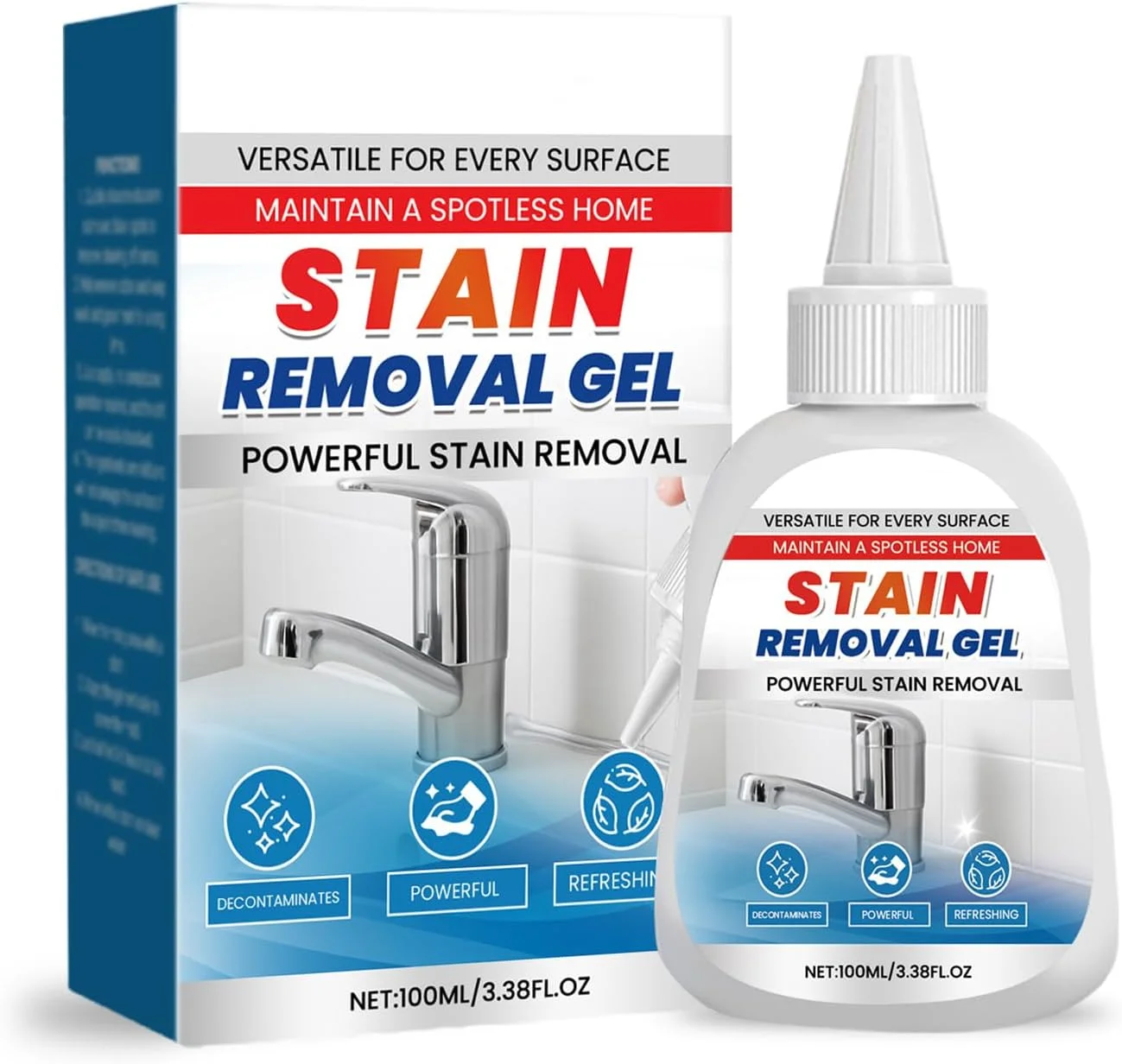 ژل پاک کننده لکه های کپک، فرمول نفوذی برای درزگیر حمام، دوغاب، واشر ماشین لباسشویی - محلول از بین بردن لکه های کپک، سایز واحد